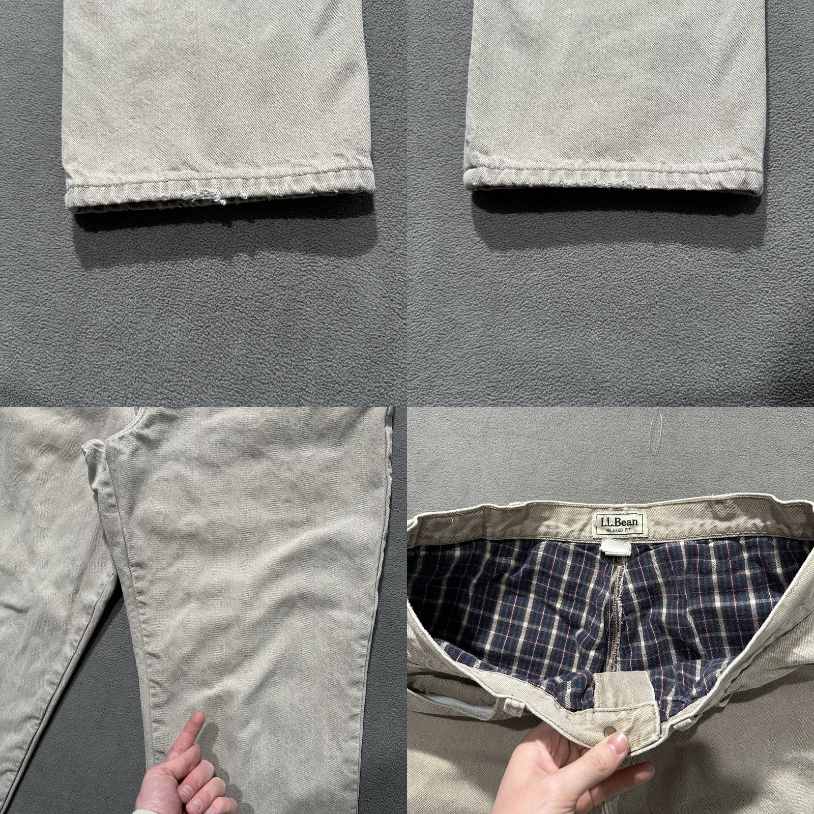 Vintage LL Bean Jeans Mens Relaxed Fit Beige Denim Flannel Lined 36x30 (Fits 33x28) GUC Size US 36 / EU 52 - 8 Thumbnail