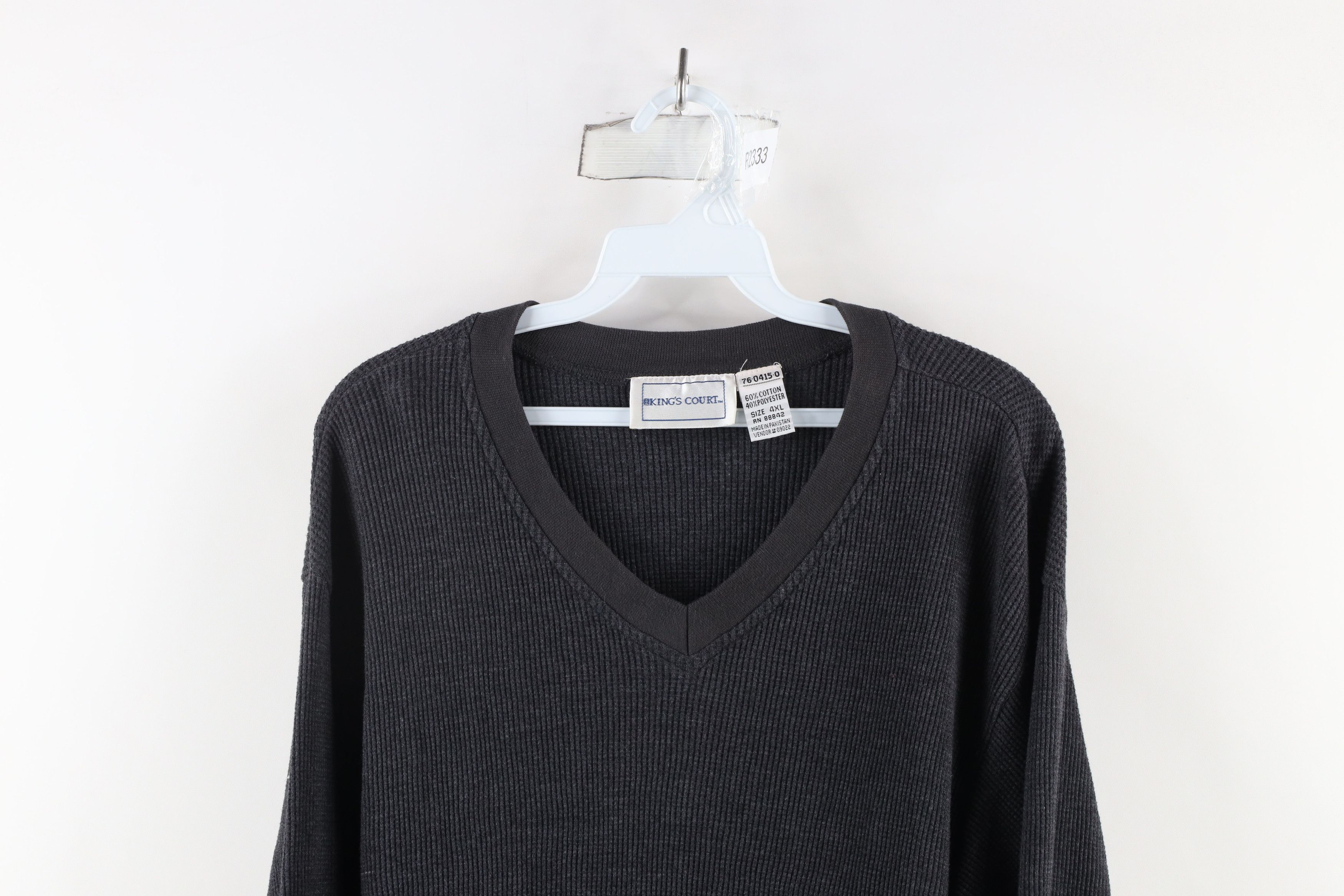 Vintage Vintage 90s Streetwear Waffle Knit Long Sleeve T-Shirt Gray Size US XXL / EU 58 / 5 - 2 Thumbnail