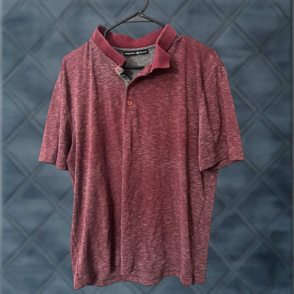 Beverly Hills Polo Club Beverly Hills Polo Club Polo Shirt Mens Size L Burgundy Short Sleeve Shirt Size US L / EU 52-54 / 3 - 1 Thumbnail