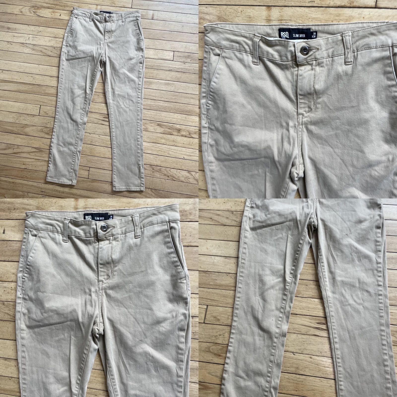 Rsq RSQ Pants Men 30x30 Slim Taper Flat Chino Khaki Stretch Spandex Academia Mens Casual Workwear 30 Khaki Slim Tapered 90s RSQ Theme Size US 30 / EU 46 - 9 Thumbnail