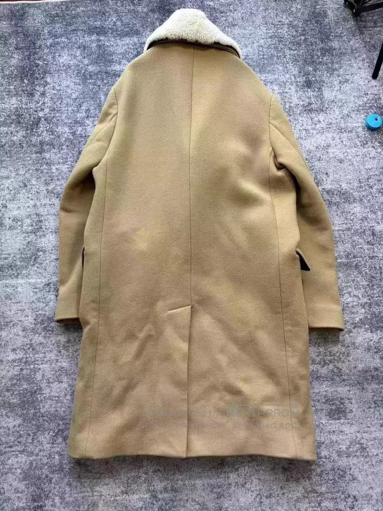 Loewe Loewe Khaki fur-collared wool and cashmere coat Size US S / EU 44-46 / 1 - 4 Thumbnail