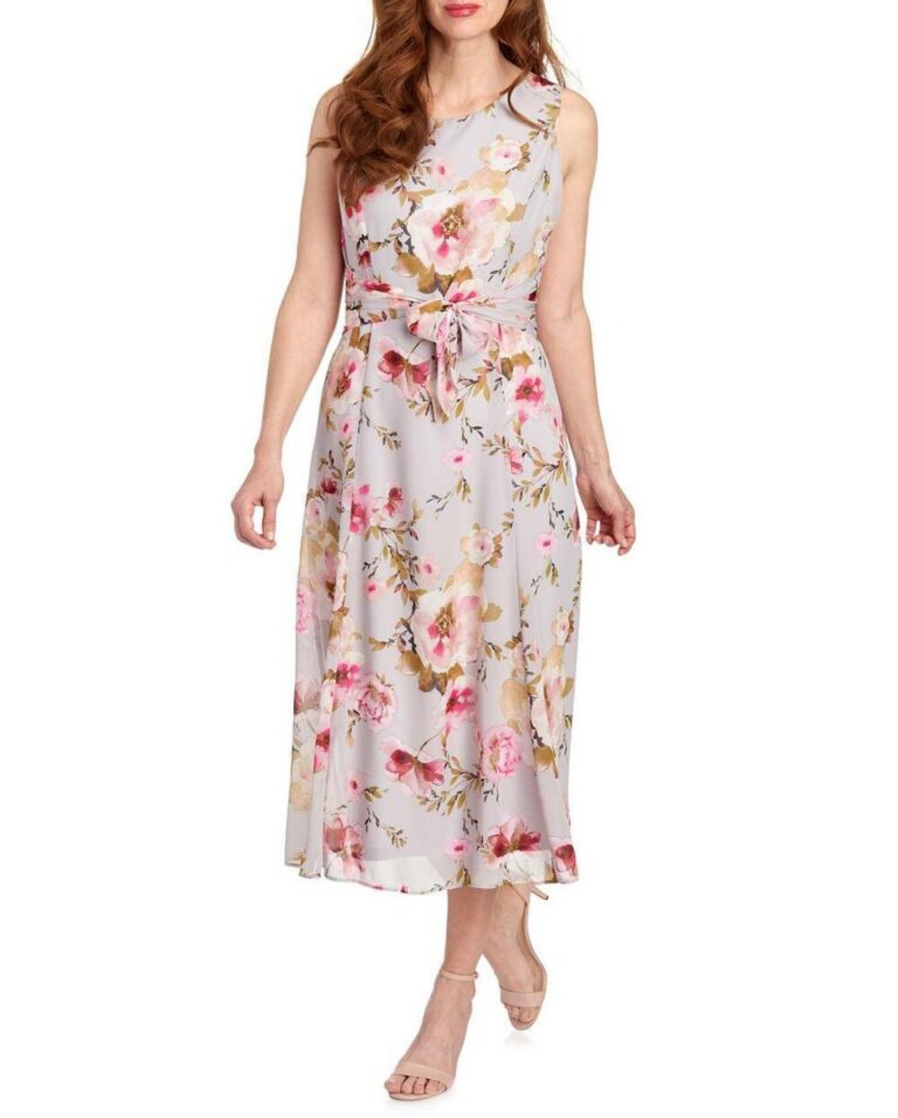 Anne Klein Anne Klein Silver Floral Multi Colored Dress XL Size XL / US 12-14 / IT 48-50 - 1 Thumbnail
