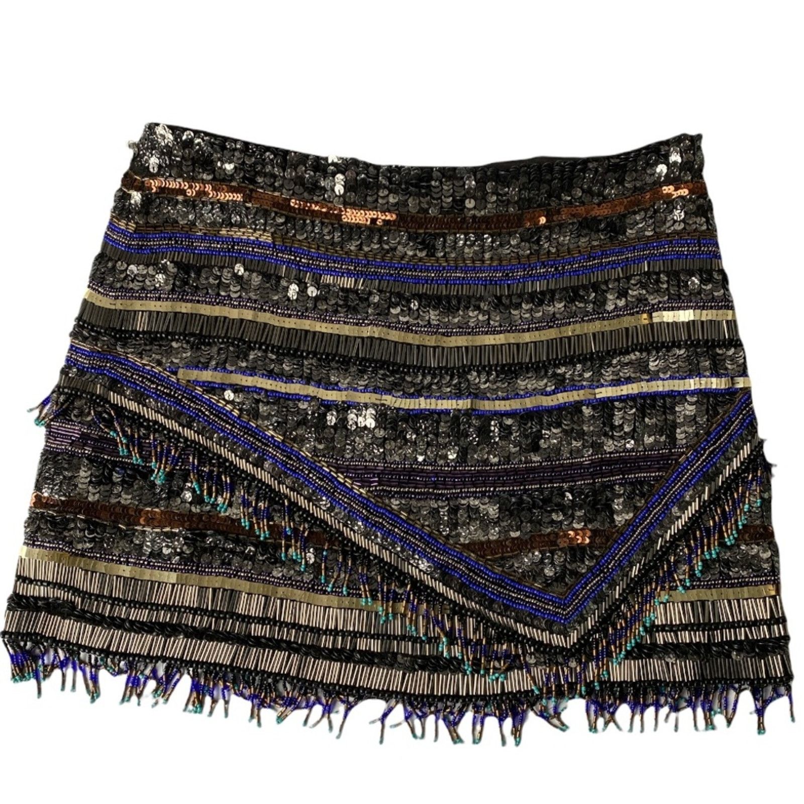 Parker PARKER Corsica Geometric Beaded Fringe Skirt Size 0 Size 25" / US 0 / IT 36 - 6 Thumbnail