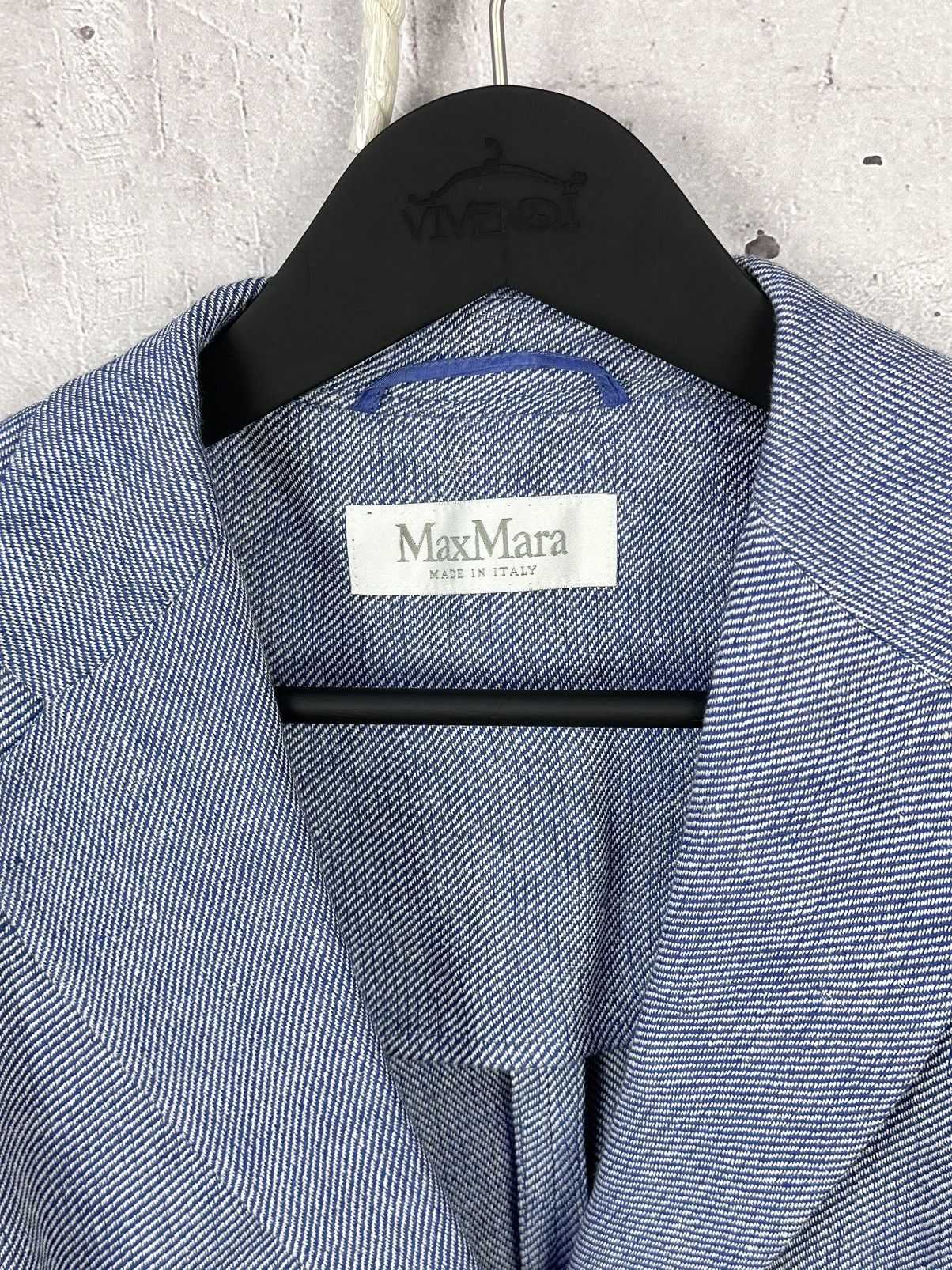 Max Mara Max Mara Linen Made in Italy Blue Blazer Jacket with Belt Size L / US 10 / IT 46 - 5 Thumbnail