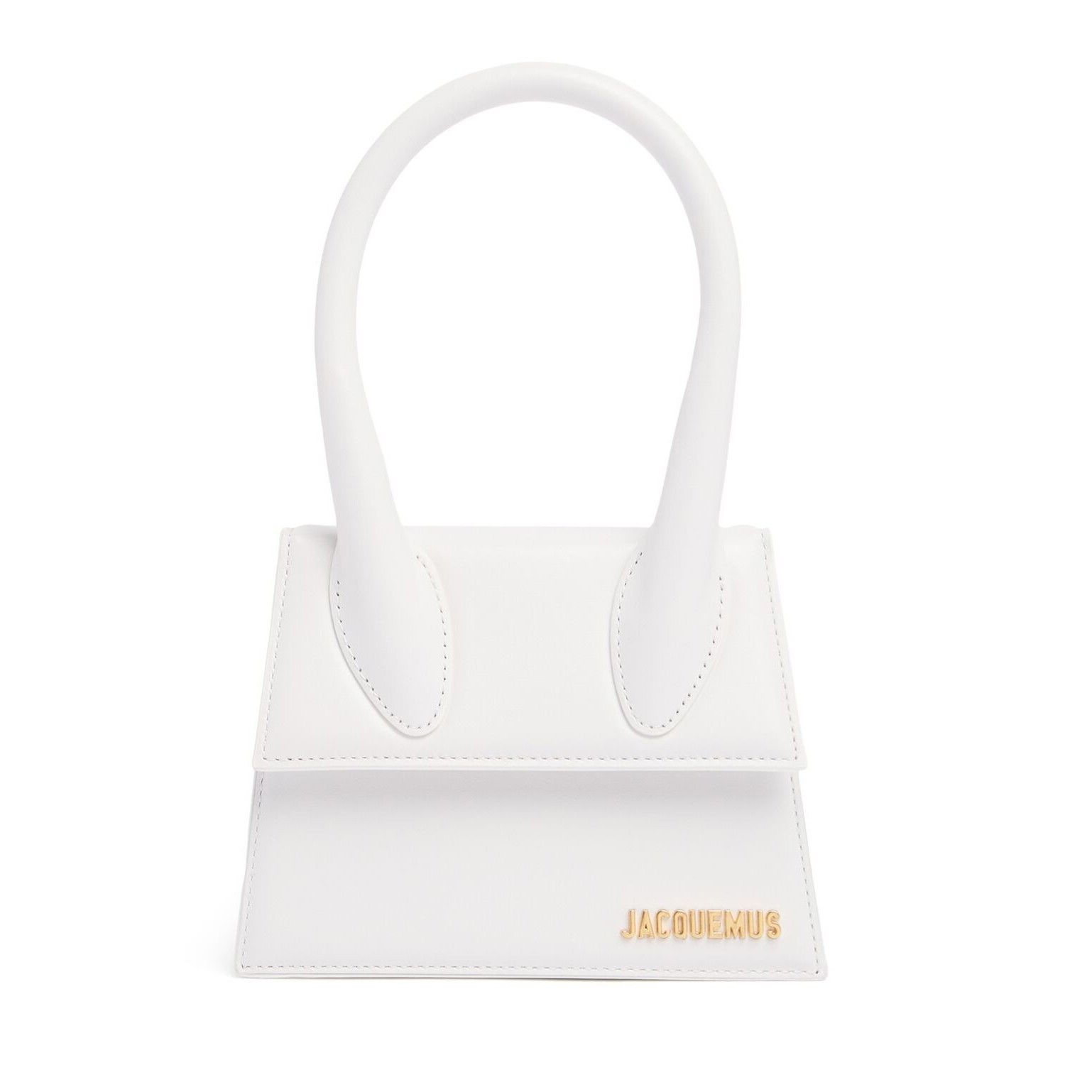JACQUEMUS Le Chiquito Moyen White Leather Shoulder Bag New