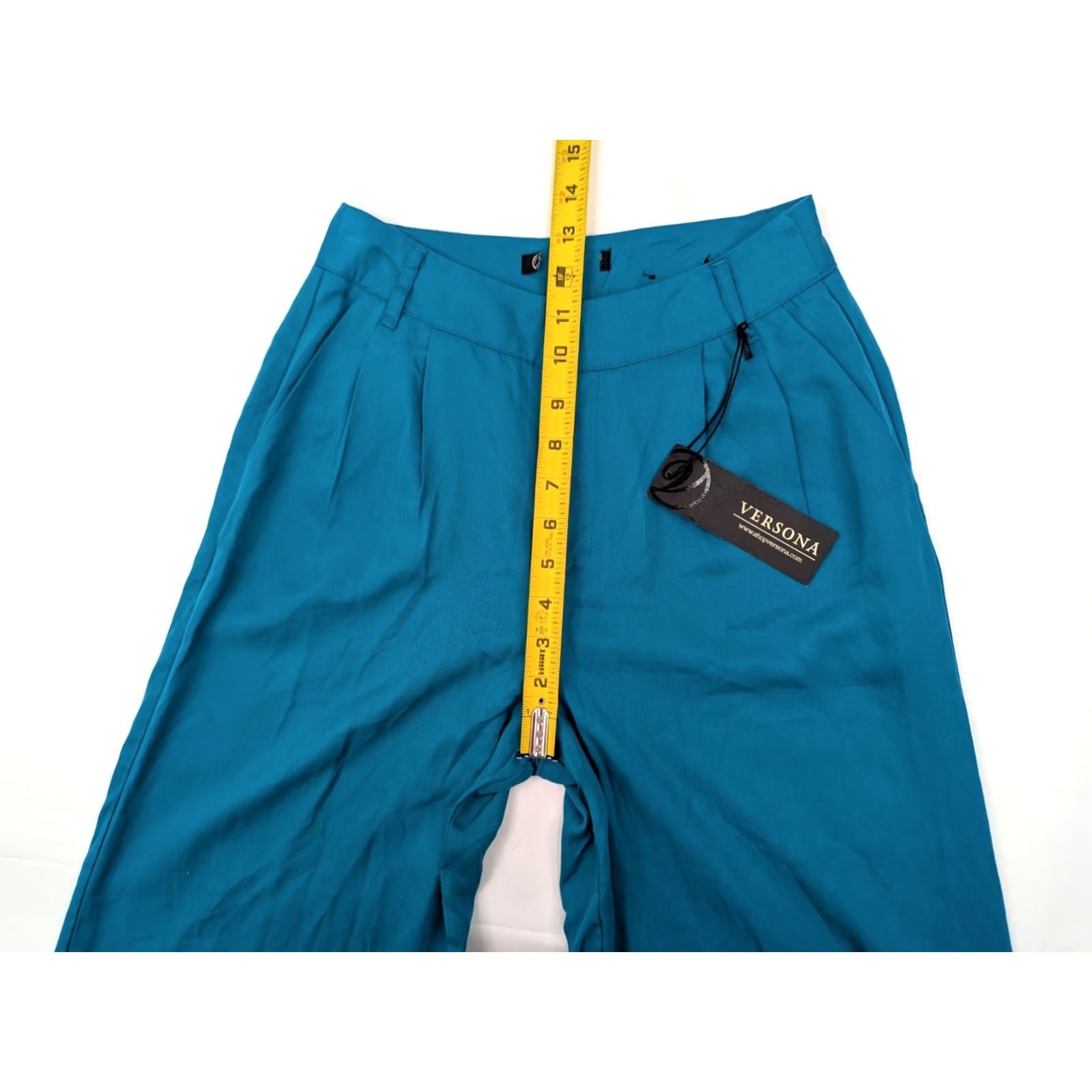 Vintage Versona Classic Fit Lyocell Wide-Leg Pants Women 0 Long Teal Blue Size 25" / US 0 / IT 36 - 4 Thumbnail