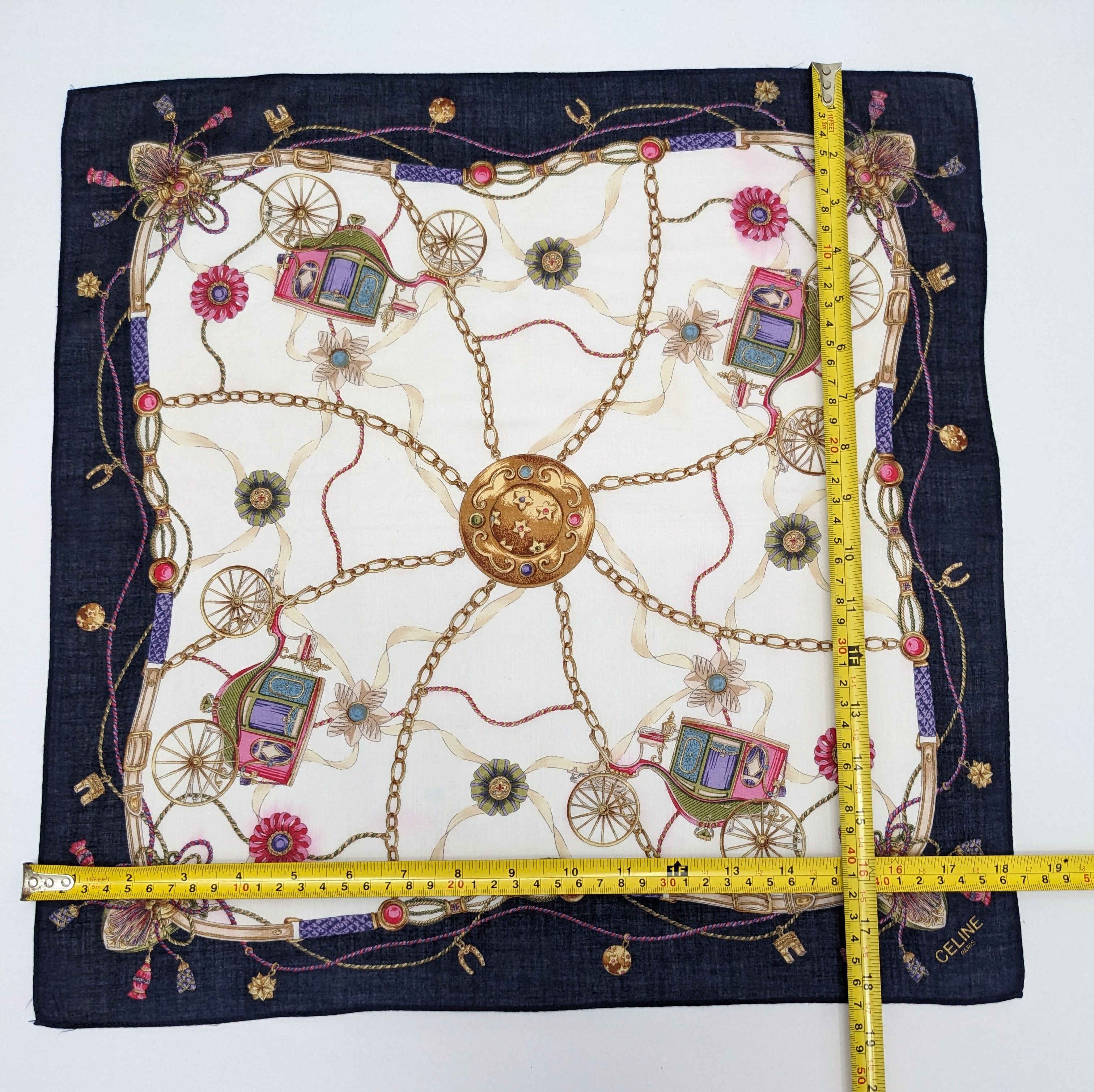Celine Vintage CELINE Paris Royal Carriage Motif Silk Handkerchief Size ONE SIZE - 4 Thumbnail