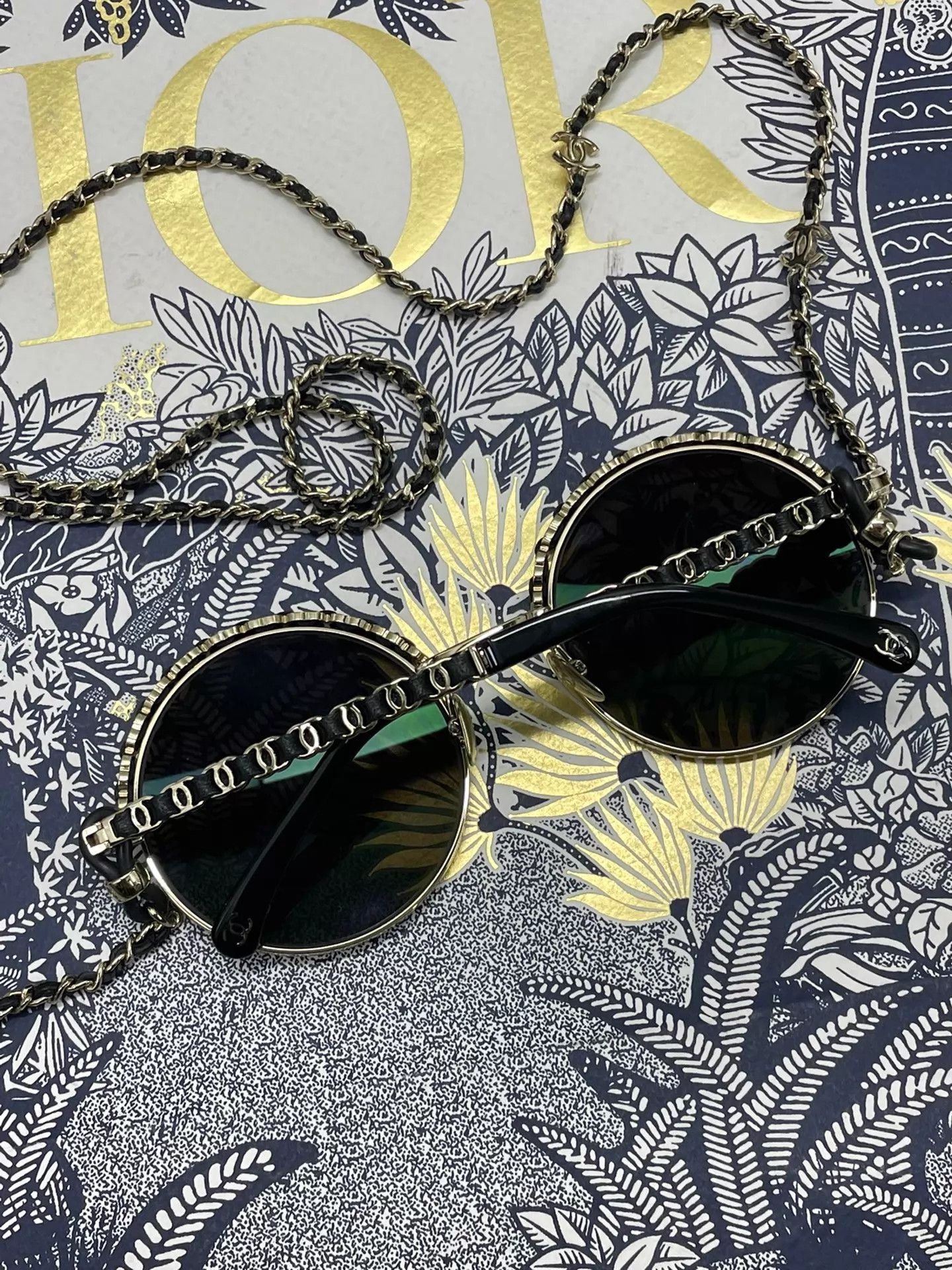 Chanel Chanel Leather Chain Full Logo Sunglasses Size ONE SIZE - 4 Thumbnail
