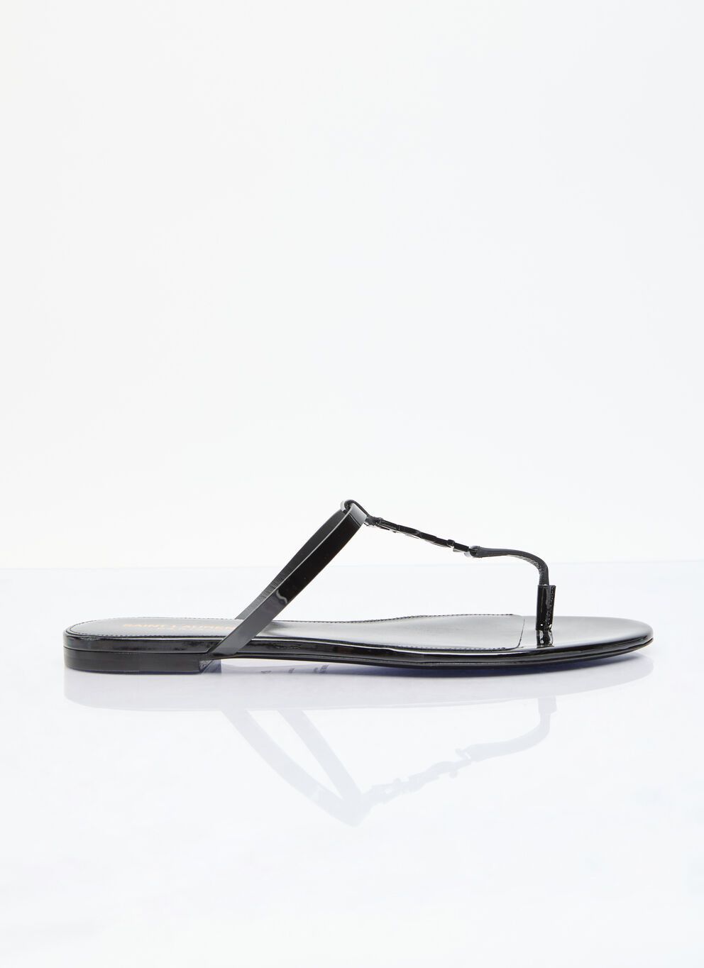 image of Saint Laurent Paris Cassandra Slide Sandals in Black, Women's (Size 5)