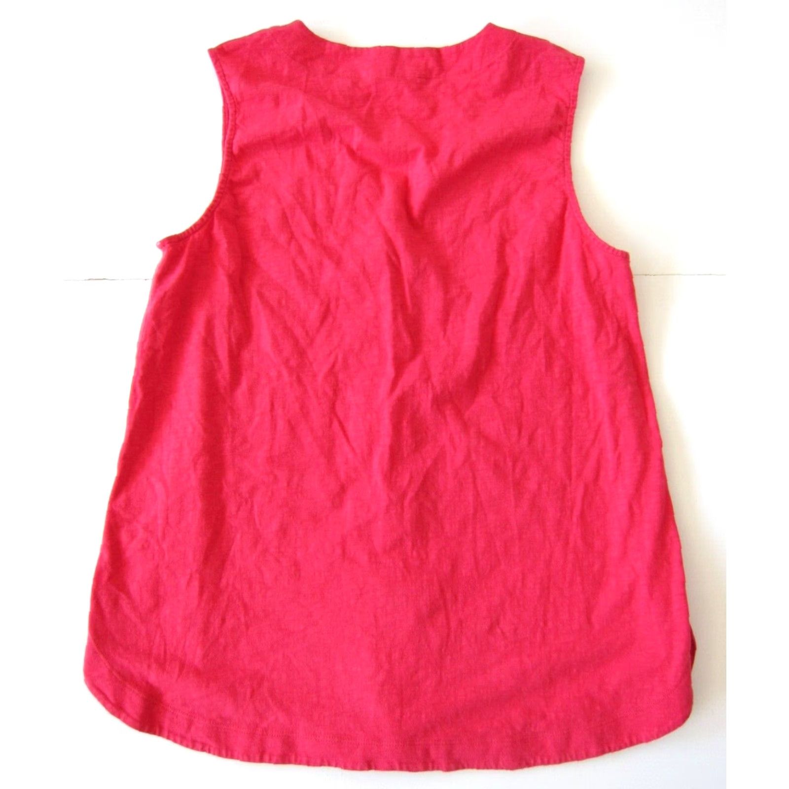 Soft Surroundings Soft Surroundings Blouse Women Medium Pink 100% Cotton Sleeveless Button Down V-Neck Size M / US 6-8 / IT 42-44 - 2 Thumbnail