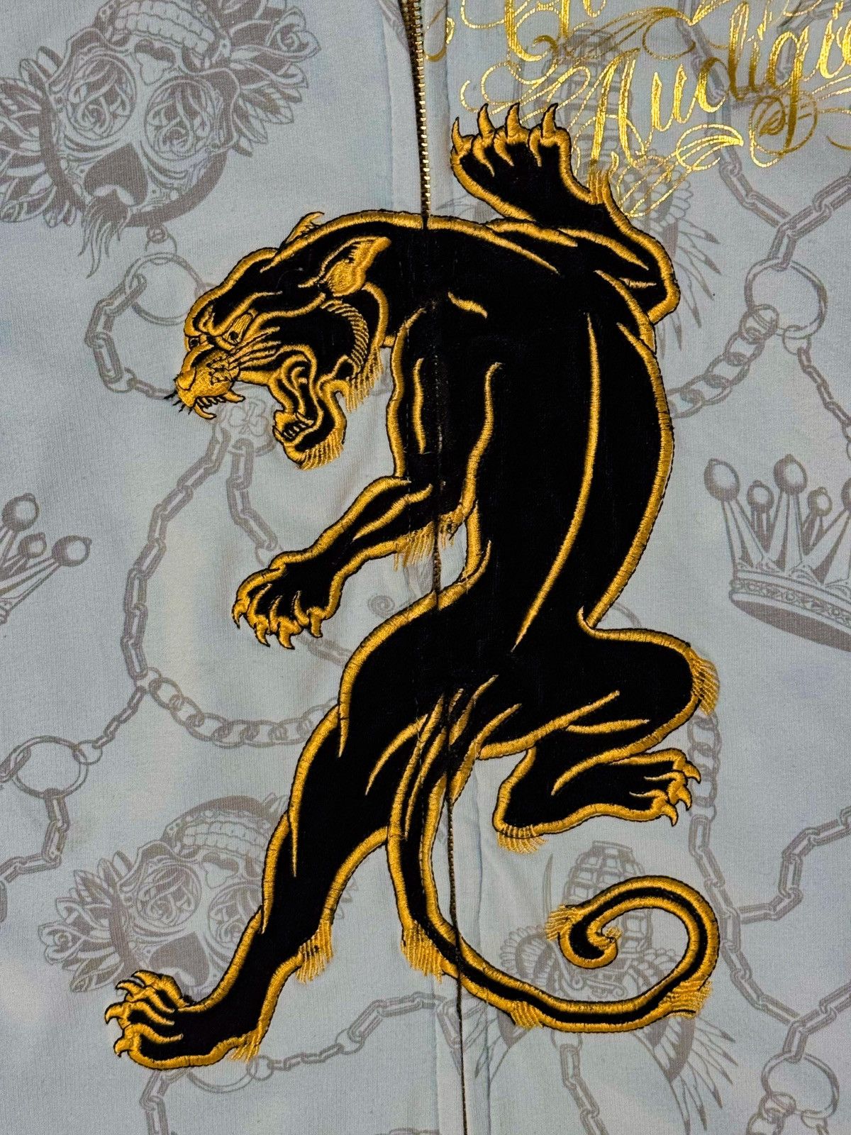 Christian Audigier Christian Audigier Panther Rhinestone Hoodie Size L / US 10 / IT 46 - 2 Thumbnail