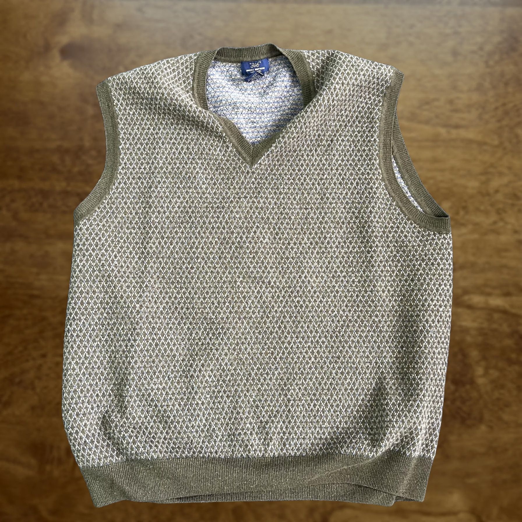 Brooks Brothers Brooks Brothers Sweater Vest Mens XL Green Argyle V-Neck Lambswool Knit Pattern Size US XL / EU 56 / 4 - 1 Thumbnail