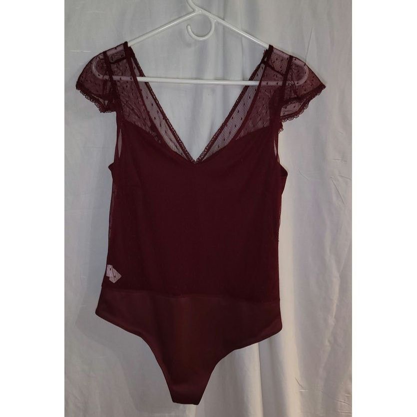 Other Ambiance Wine Red Lace Sheer Bodysuit Size 2X Size XXL / US 16-18 / IT 52-54 - 1 Thumbnail
