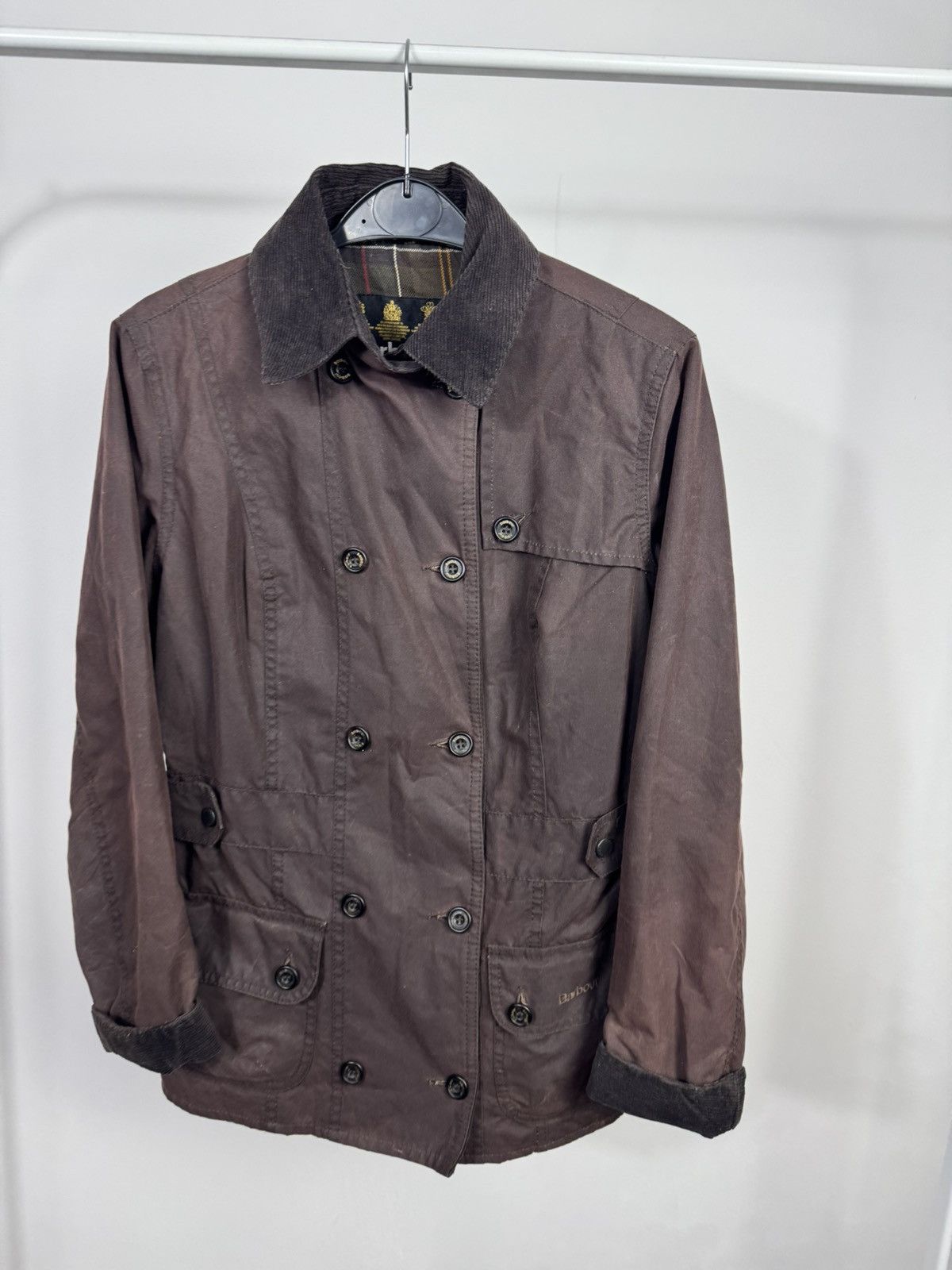 Barbour Barbour Women’s Waxed Double Breasted Jacket Brown UK8 Coat Size S / US 4 / IT 40 - 3 Thumbnail