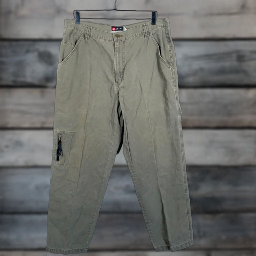 Vintage VINTAGE Utility Pants Baggy Fit Carpenter Olive Green 36 x 31 Mens 38/32 Tag Regular 100% Cotton Straight Front Pockets Workwear Cyber? Size US 36 / EU 52 - 1 Thumbnail