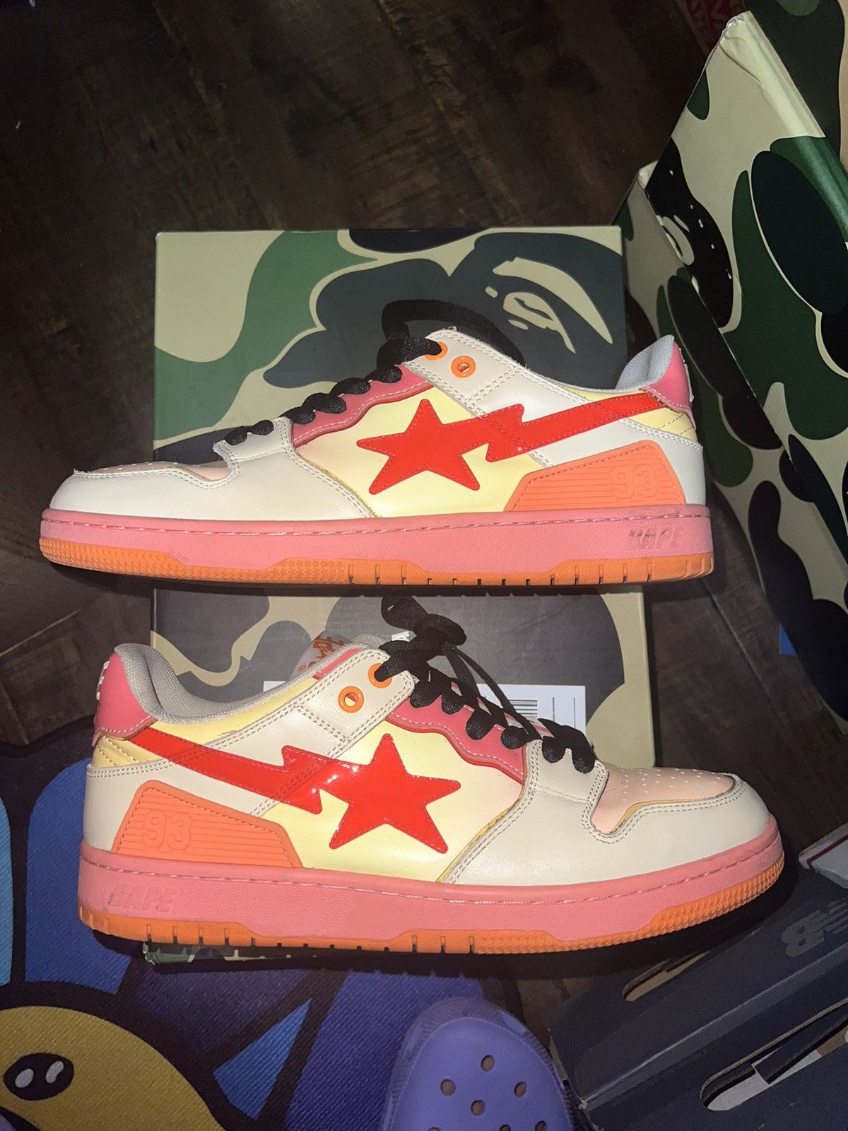 image of Bape Sk8 Sta Shoes in Orange, Men's (Size 9)