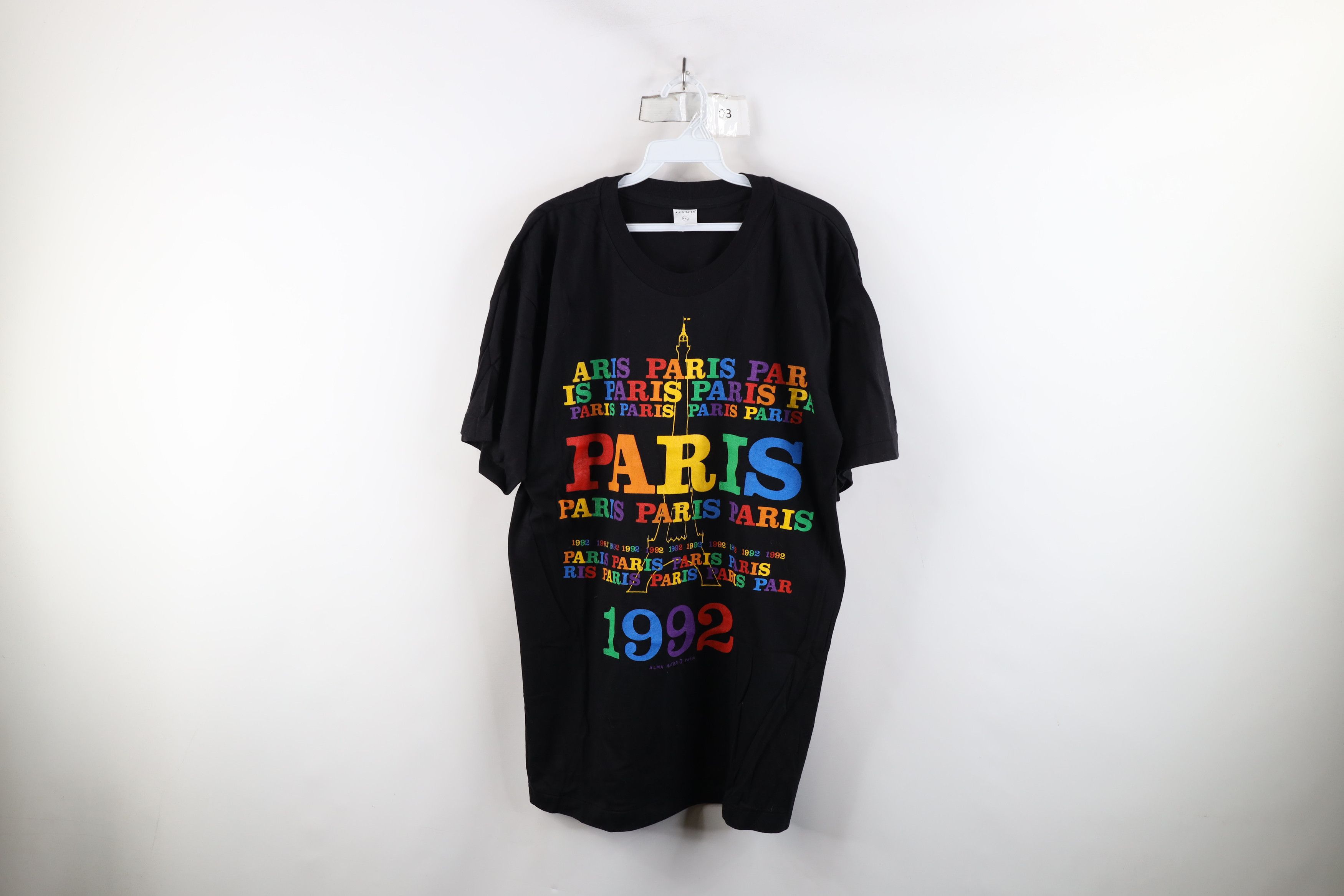 Vintage Vintage 90s Streetwear Rainbow Paris Eiffel Tower T-Shirt Size XXL / US 16-18 / IT 52-54 - 1 Thumbnail
