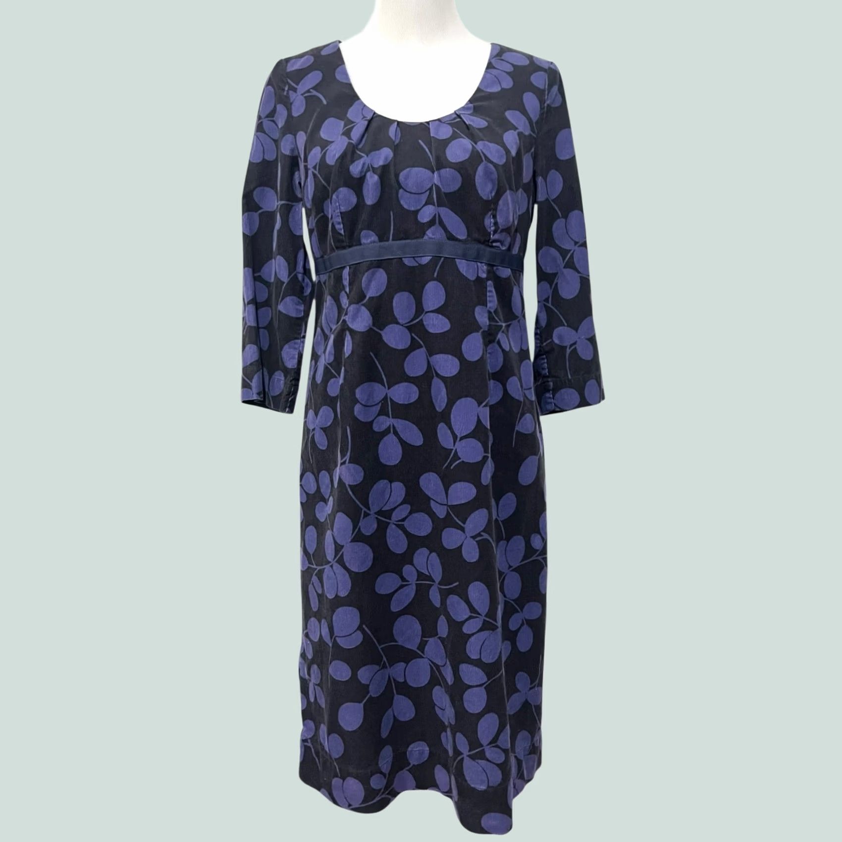 Boden Boden Corduroy Dress Purple Black Empire Waist Scoop Neck 3/4 Sleeve Women’s 8L Size Regular Knee Length Satin? Size M / US 6-8 / IT 42-44 - 1 Thumbnail