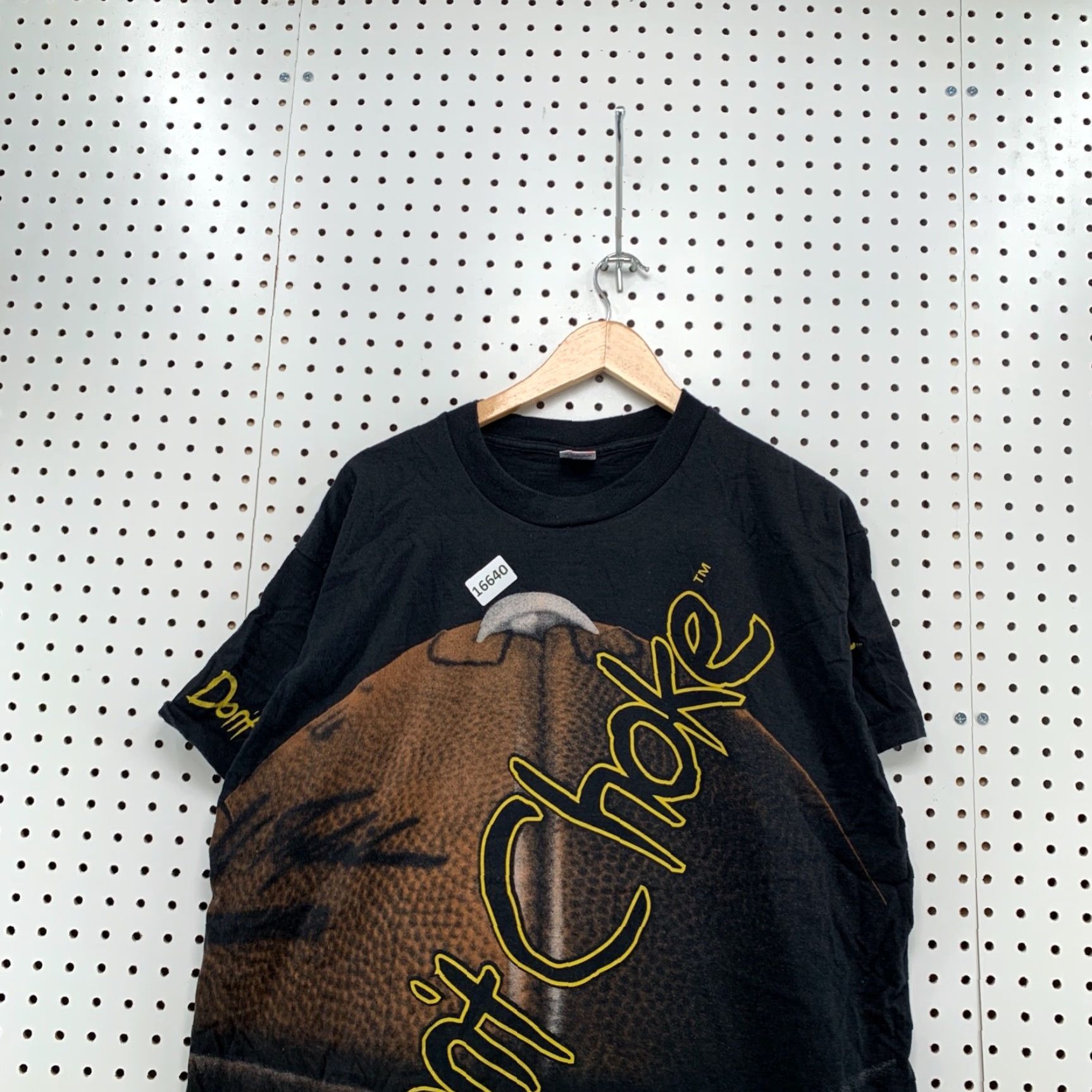 Fruit Of The Loom VINTAGE Dont Choke Football Shirt Mens XL Black AOP All Over Single Stitch Football 90s Shirt Mens XL Black Size US XL / EU 56 / 4 - 2 Thumbnail