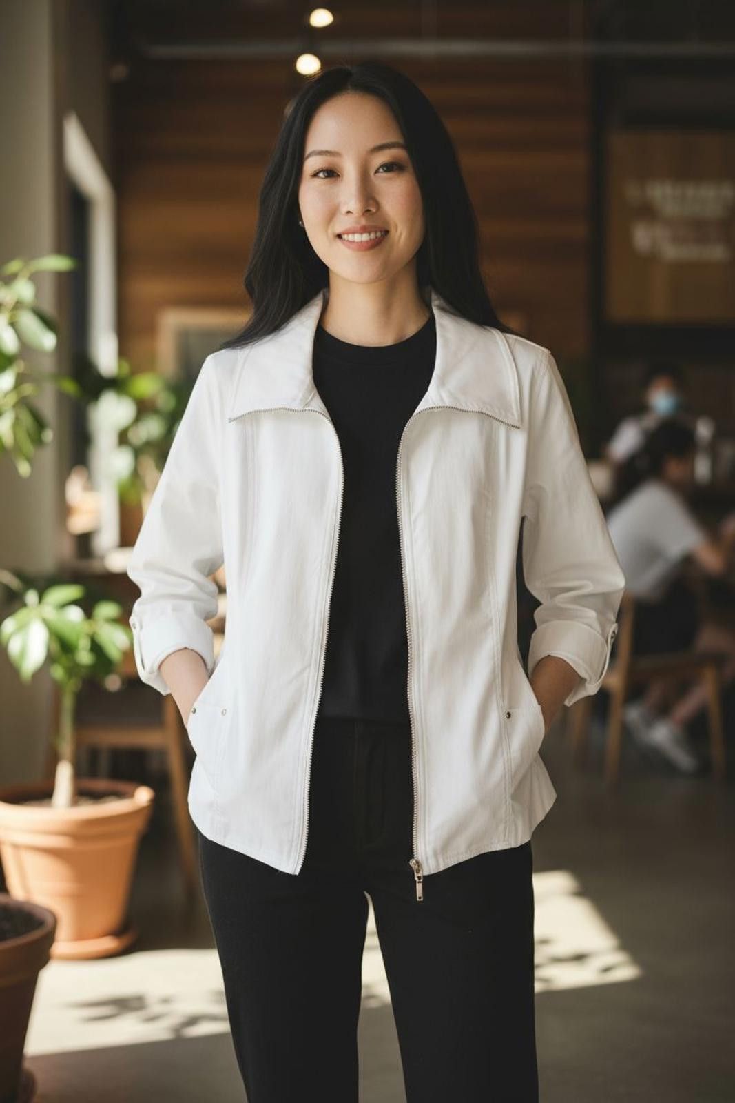 Other JM Collection White Women's Utility Jacket wFull Zip/Pockets Size L / US 10 / IT 46 - 1 Thumbnail