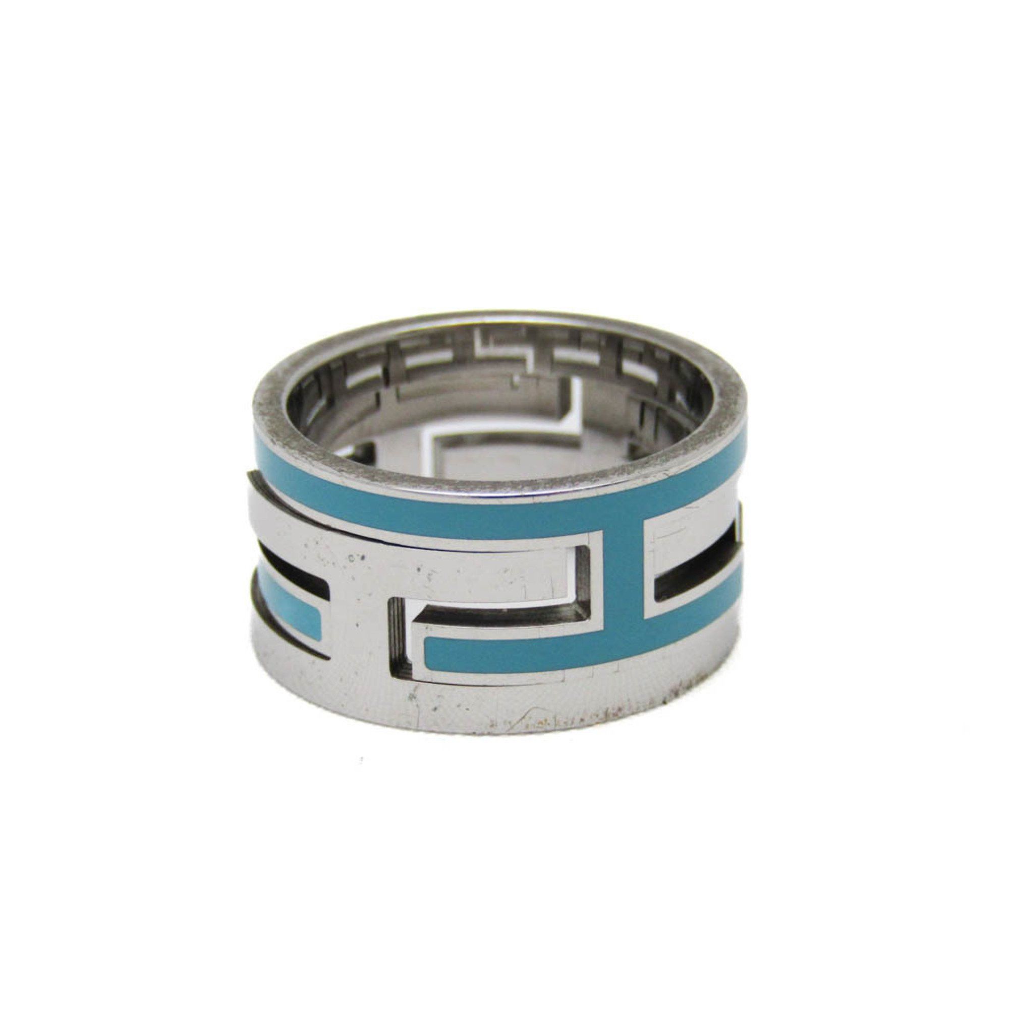 image of Hermes Move H Silver 925 Band Ring Blue,silver, Women's
