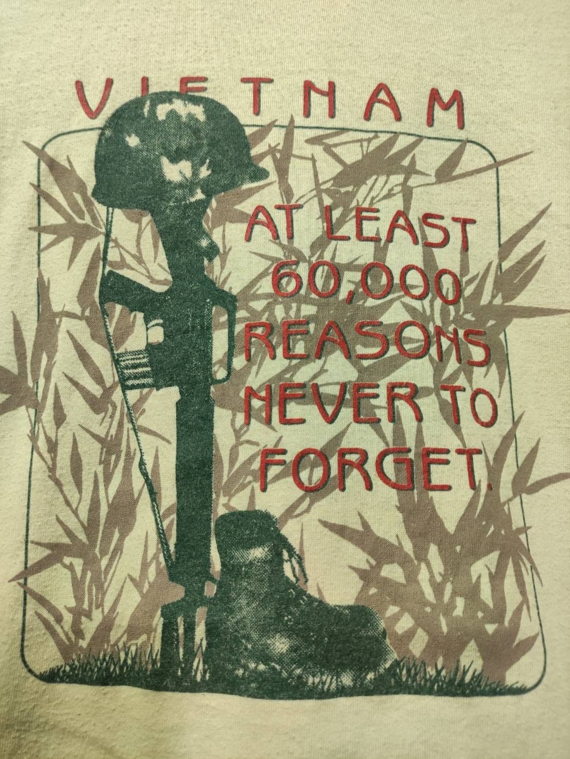 Vintage Vtg 80's Vietnam War Never Forget USA 50/50 T-Shirt Size US L / EU 52-54 / 3 - 3 Thumbnail