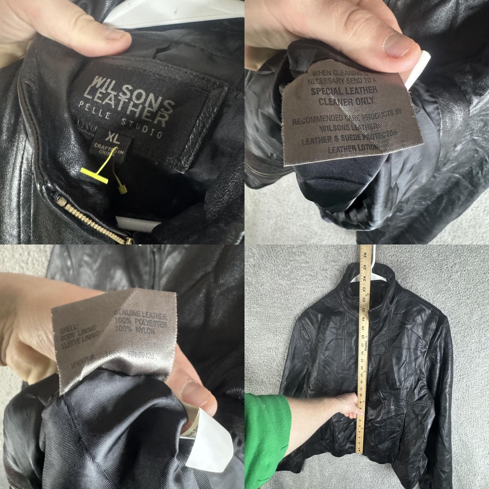 Vintage Wilsons Leather Pelle Studio Jacket Womens XL Black Leather Full Zip Lined Jacket Size XL / US 12-14 / IT 48-50 - 8 Thumbnail