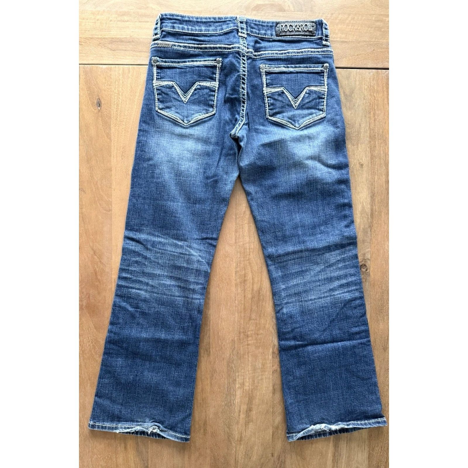 Vintage Rock&Roll Denim Rock&Roll Riding Jeans Boots Western Cowboy Denim 29x30 32x28 Womens Regular Bootcut Blue Cotton Spandex Jeans Size 29" - 2 Thumbnail