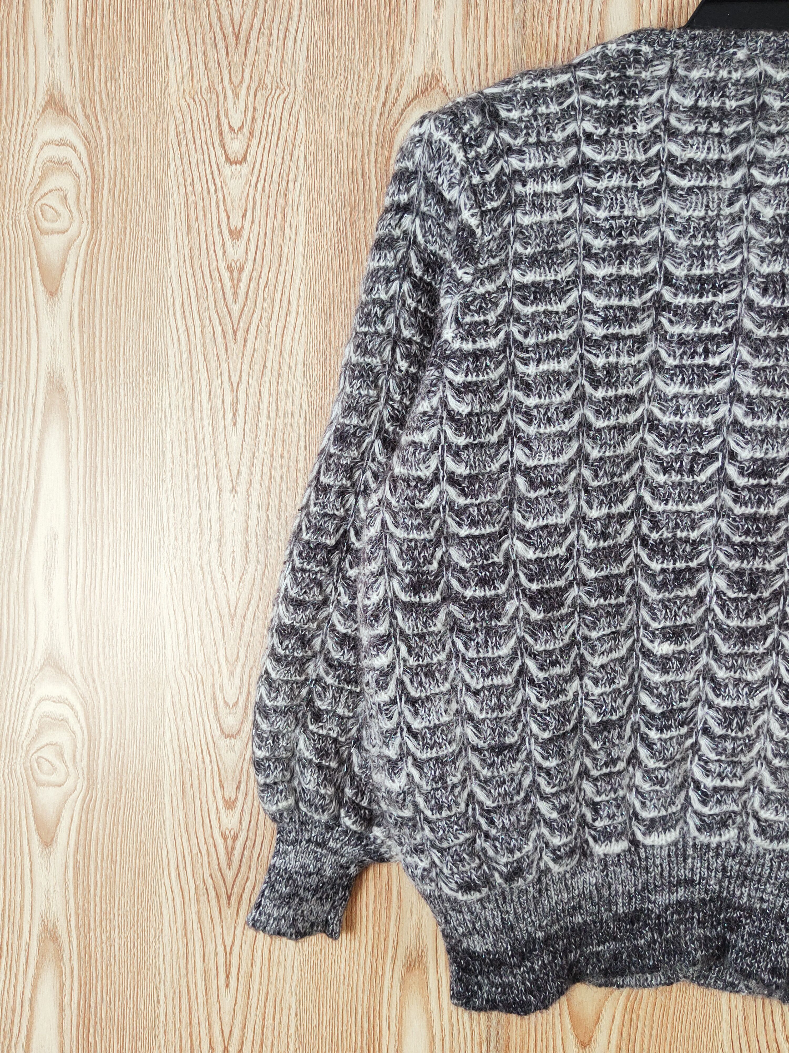 Japanese Brand Love Modocc Black White Knitwear Cardigan #W747 Size M / US 6-8 / IT 42-44 - 8 Thumbnail