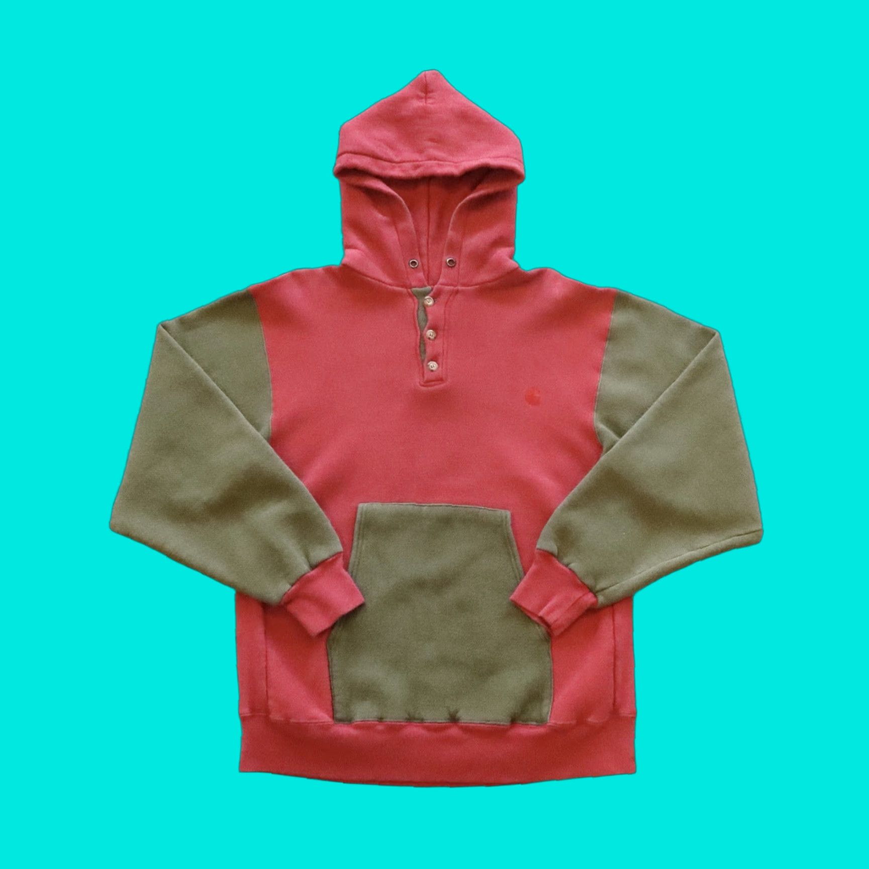 Carhartt Vintage Carhartt Two Tone Hoodie Sweatshirt Mens M Red Size US M / EU 48-50 / 2 - 1 Thumbnail