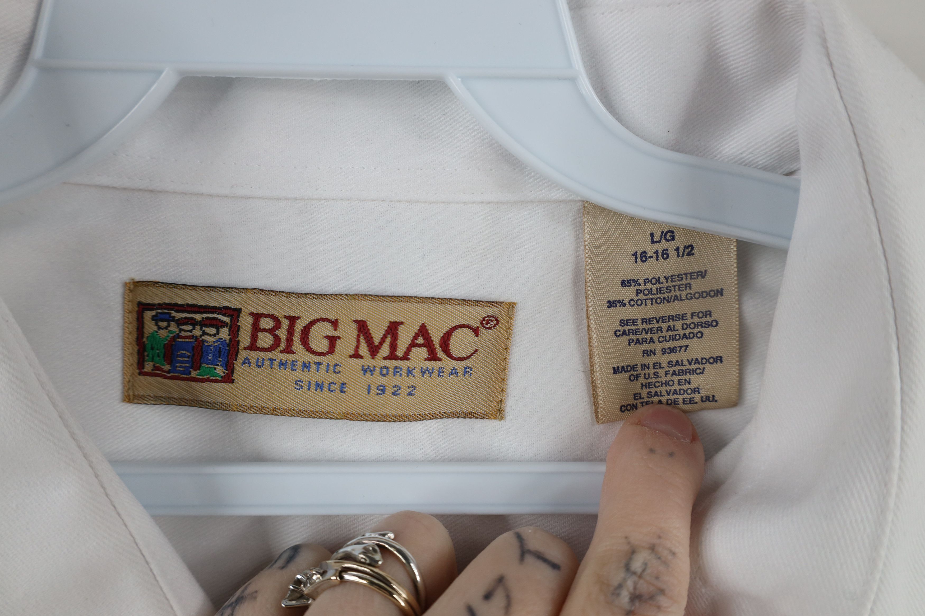 Big Mac × Vintage Deadstock Vintage 90s Big Mac Workwear Button Shirt White Size US L / EU 52-54 / 3 - 5 Thumbnail