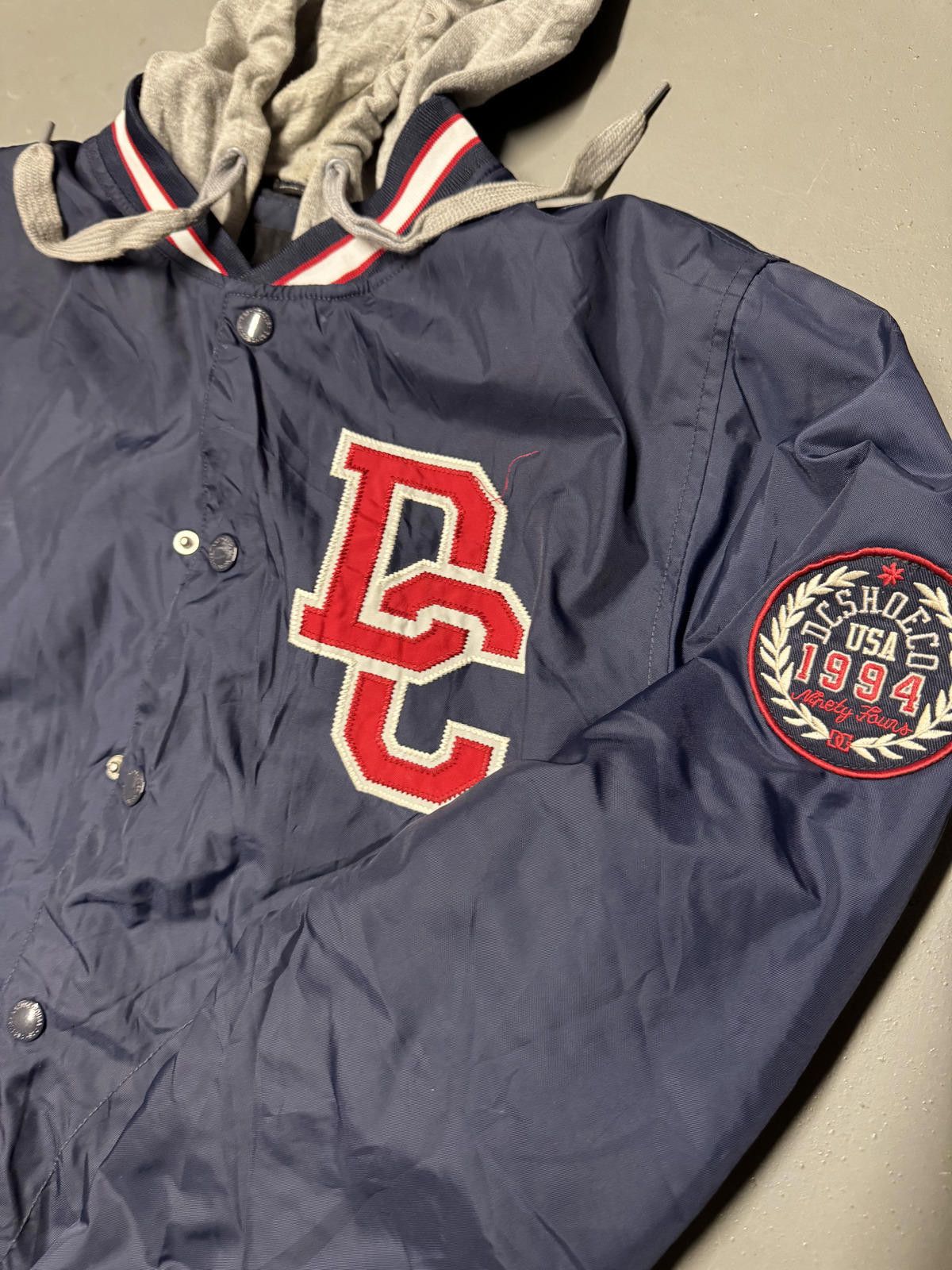 Designer DC Shoe Co. Vintage Hoodie Jacket - Navy Blue Size US L / EU 52-54 / 3 - 4 Thumbnail