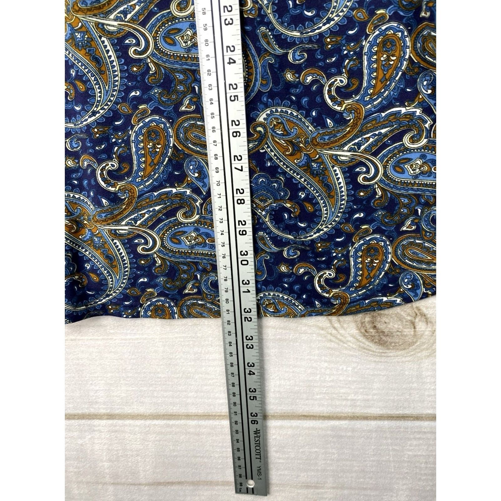 Vintage U. Vomade Tunic Blue Paisley Print Long Sleeve Plus 4X Knit V-Neck Button Stretch Adult Womens Size XXL / US 16-18 / IT 52-54 - 6 Thumbnail