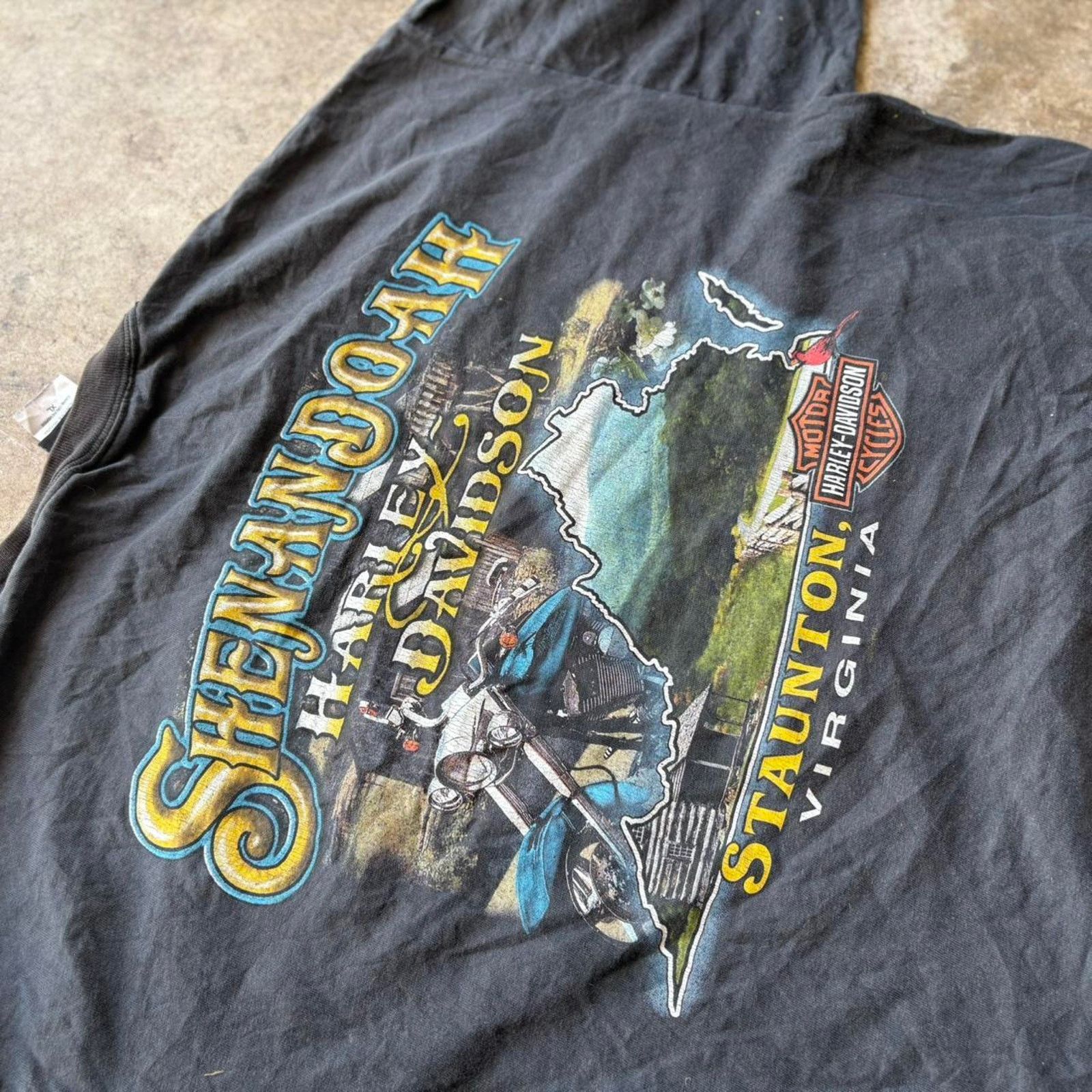 Harley Davidson Vintage 1990 harley davidson blue flame graphicHanes beefy T Size US XL / EU 56 / 4 - 4 Thumbnail