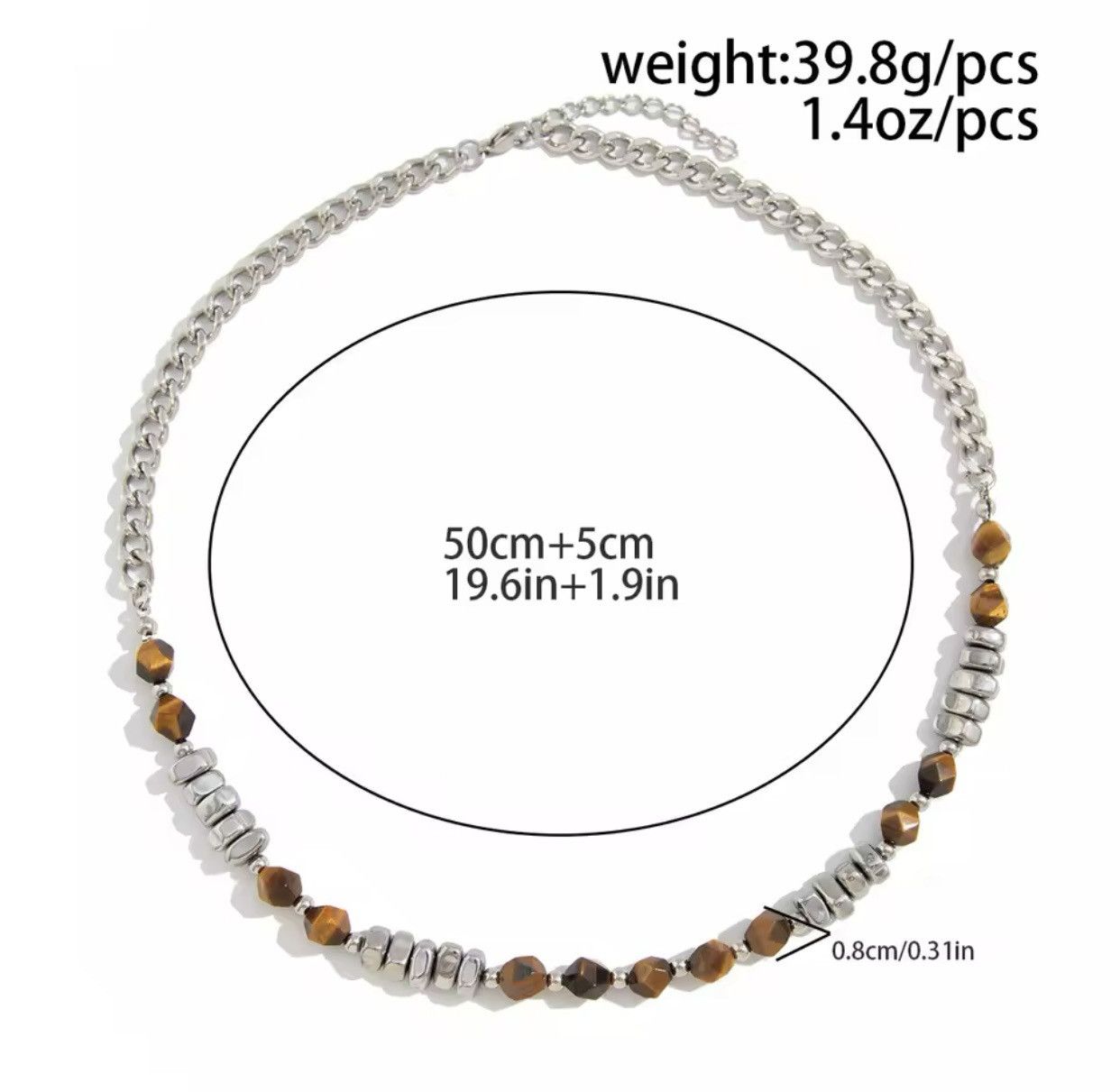 Jewelry Ingemark Hip Hop Silver Color Stainless Steel Chain Necklac Size ONE SIZE - 4 Thumbnail