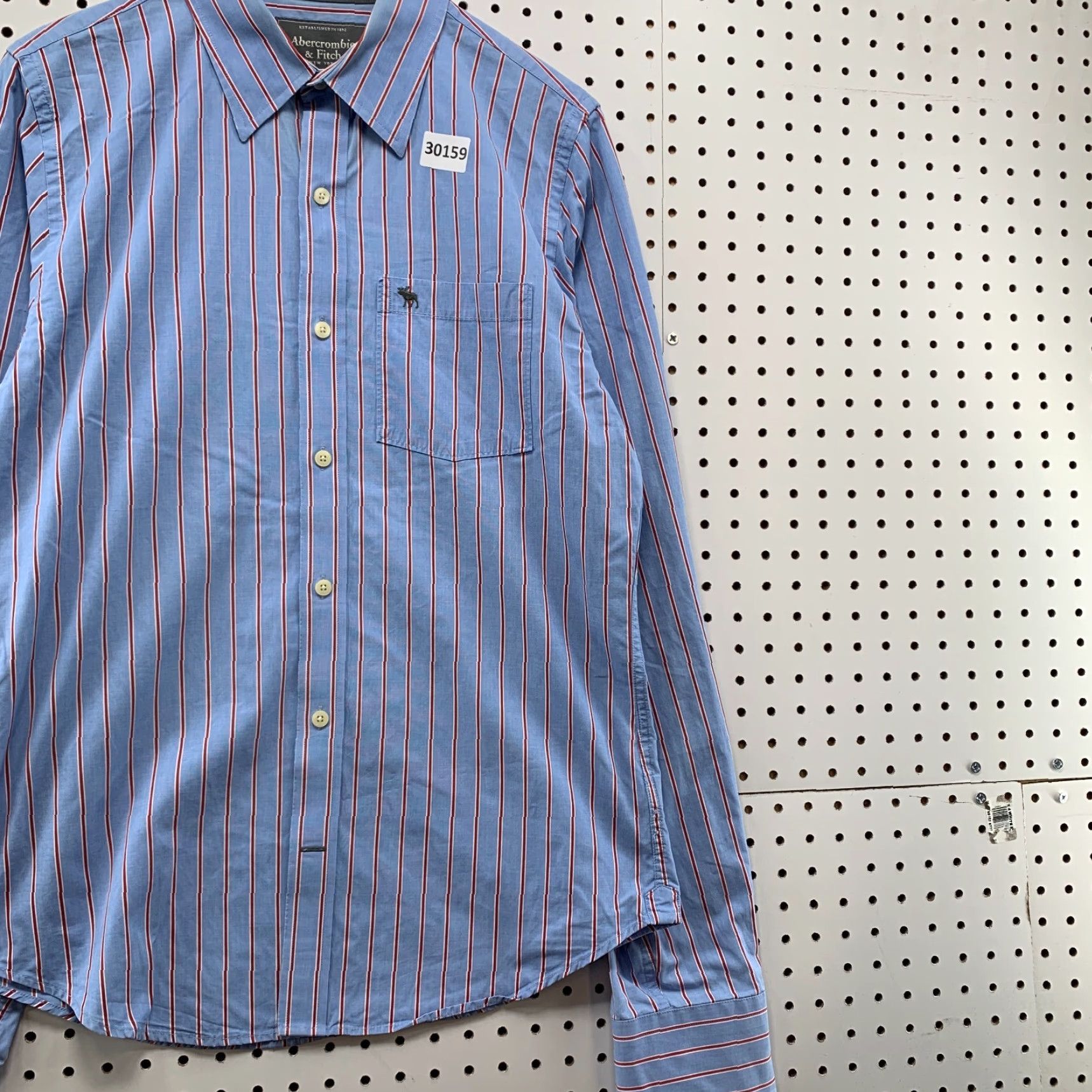 Abercrombie & Fitch Abercrombie & Fitch Button Shirt Mens Large Muscle Fit Blue Striped 22.5x30 Size US L / EU 52-54 / 3 - 5 Thumbnail