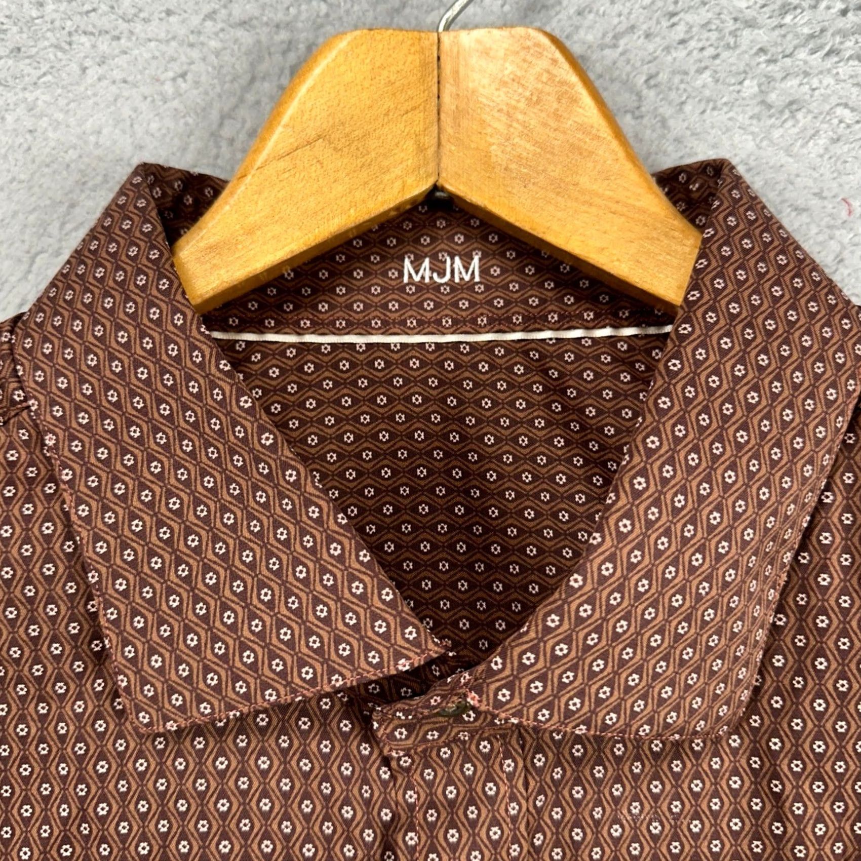 Vintage J. Hilburn Mens Shirt Button Up 2XL Brown Geometric Long Sleeve Casual Pocket Size US XXL / EU 58 / 5 - 6 Thumbnail