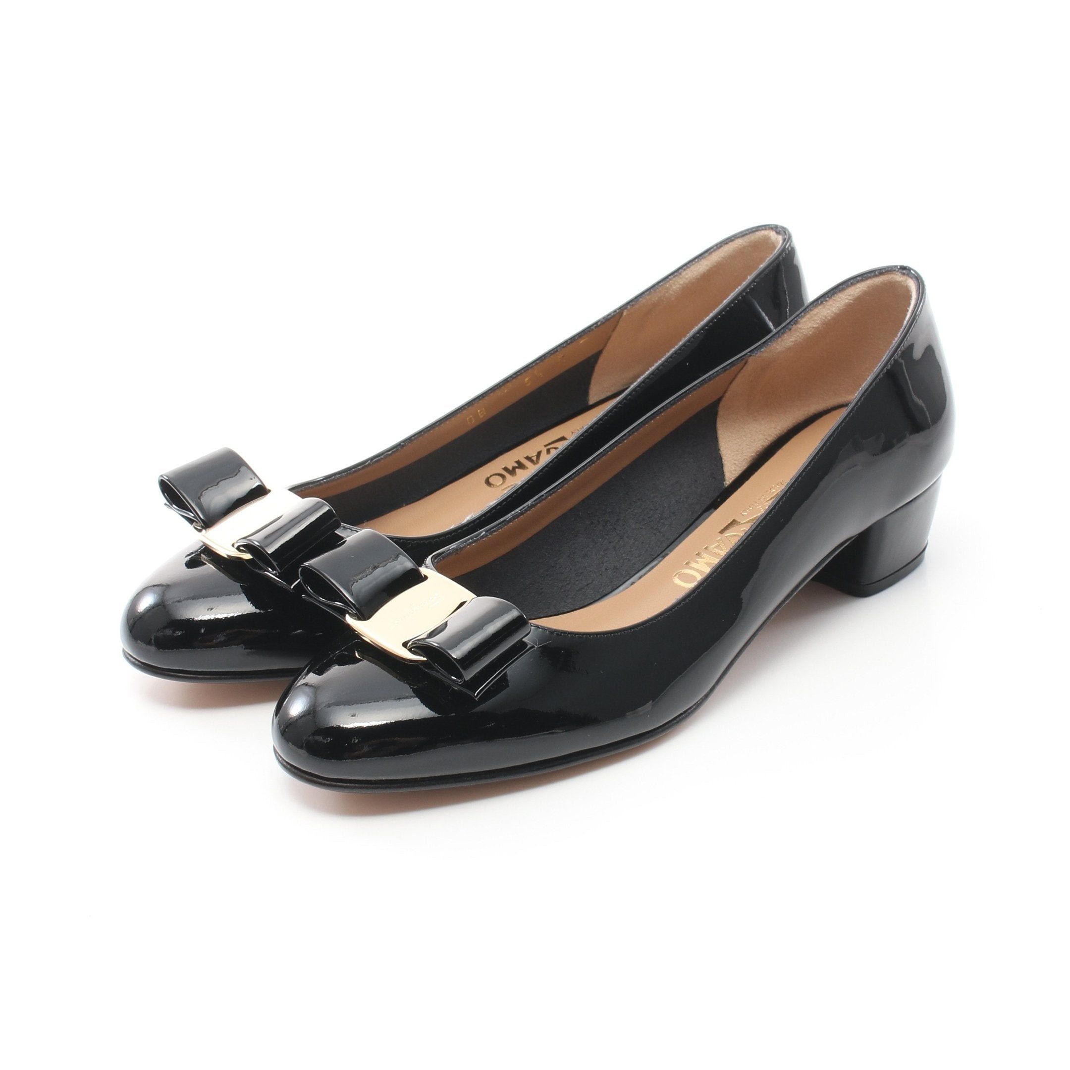 Salvatore Ferragamo Salvatore Ferragamo Vara Ribbon Pumps Patent Leather Black Size ONE SIZE - 1 Thumbnail