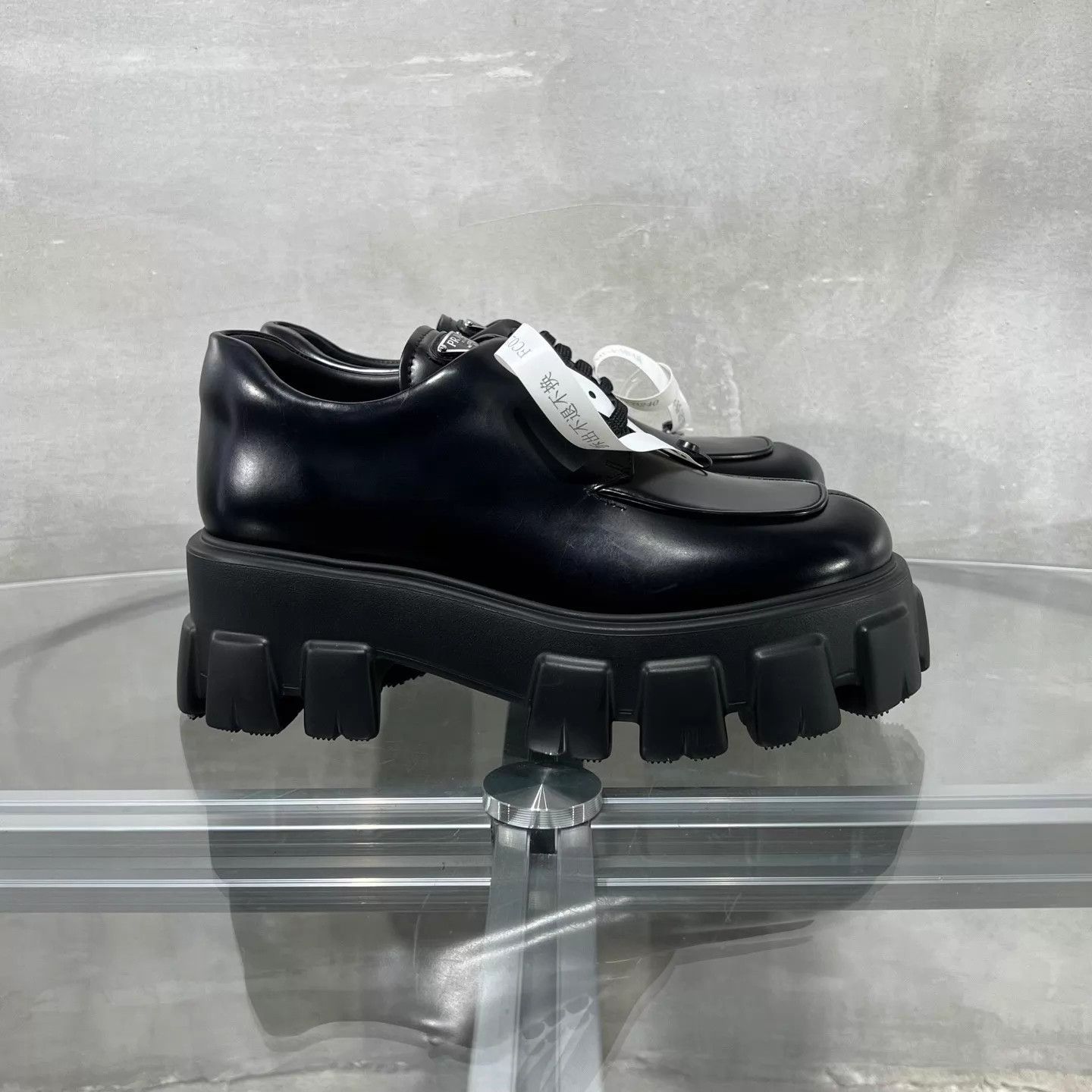 Prada Prada Triangle Logo Platform Loafer Black EUR 37 Size US 6.5 / IT 36.5 - 4 Thumbnail
