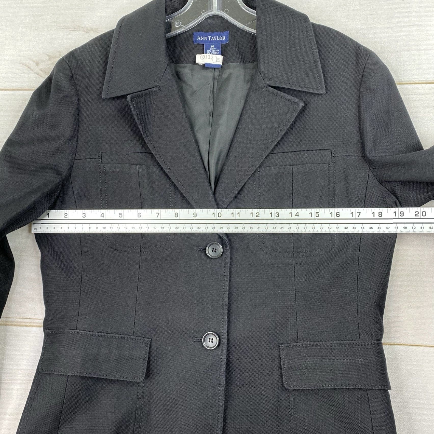 Ann Taylor Ann Taylor Blazer Womens 10 Black Stretch Cotton Lined Two Button Casual Size L / US 10 / IT 46 - 6 Thumbnail