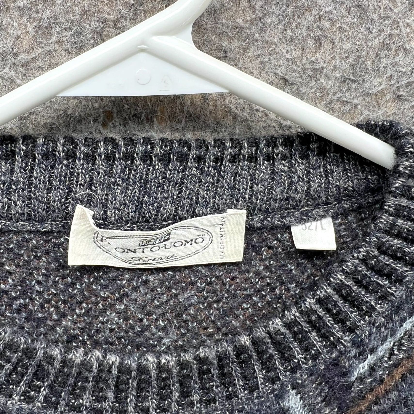 Pronto Uomo VINTAGE Pronto Uomo Sweater Mens Large Gray Merino Wool Italy Pullover Herringbone Size US L / EU 52-54 / 3 - 7 Thumbnail