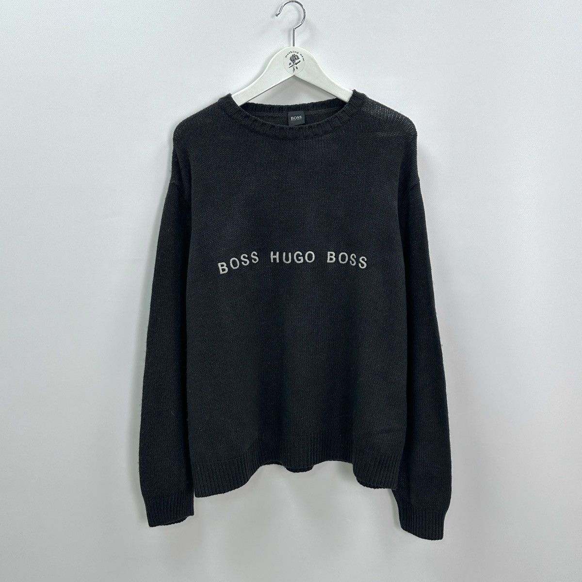 Hugo Boss Vintage 90s Washed Boss Hugo Boss knitted sweatshirt y2k og Size US M / EU 48-50 / 2 - 1 Thumbnail