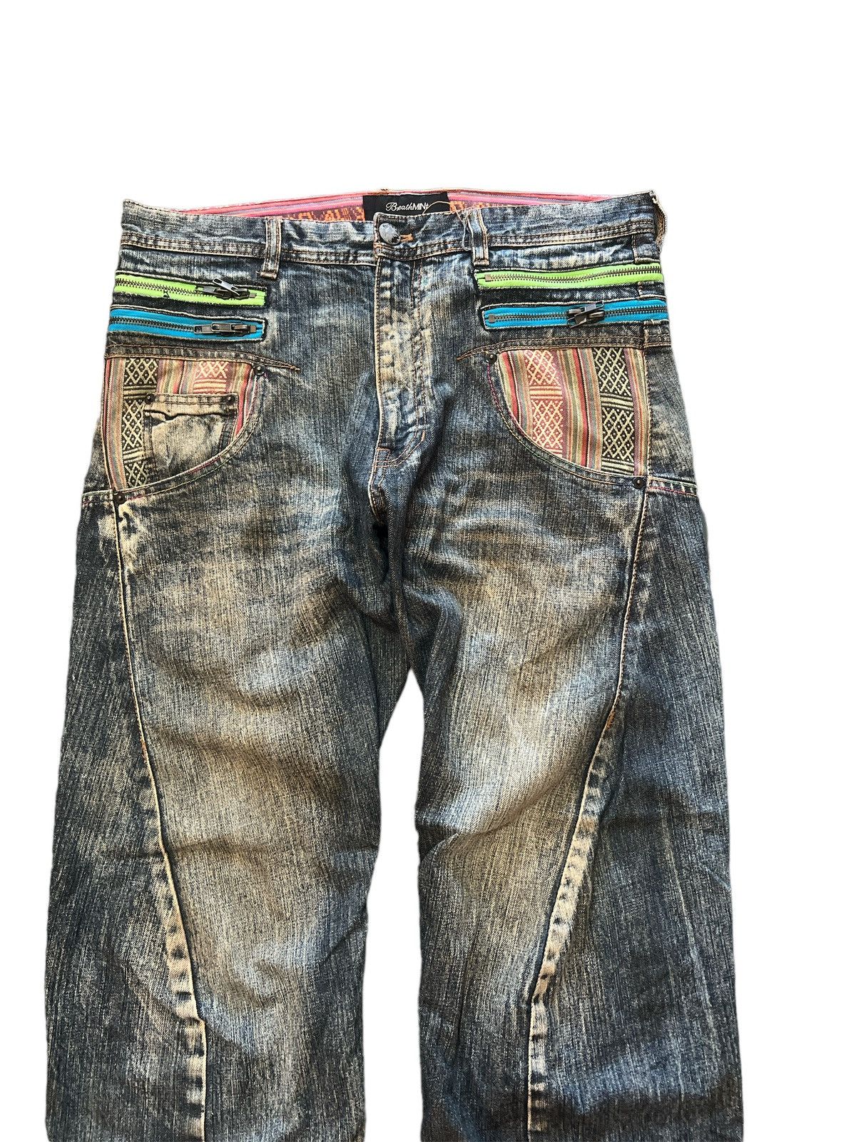 Japanese Brand SICK💥BREATHMINT NAVAJO DISTRESSED DENIM PANT Size US 32 / EU 48 - 3 Thumbnail