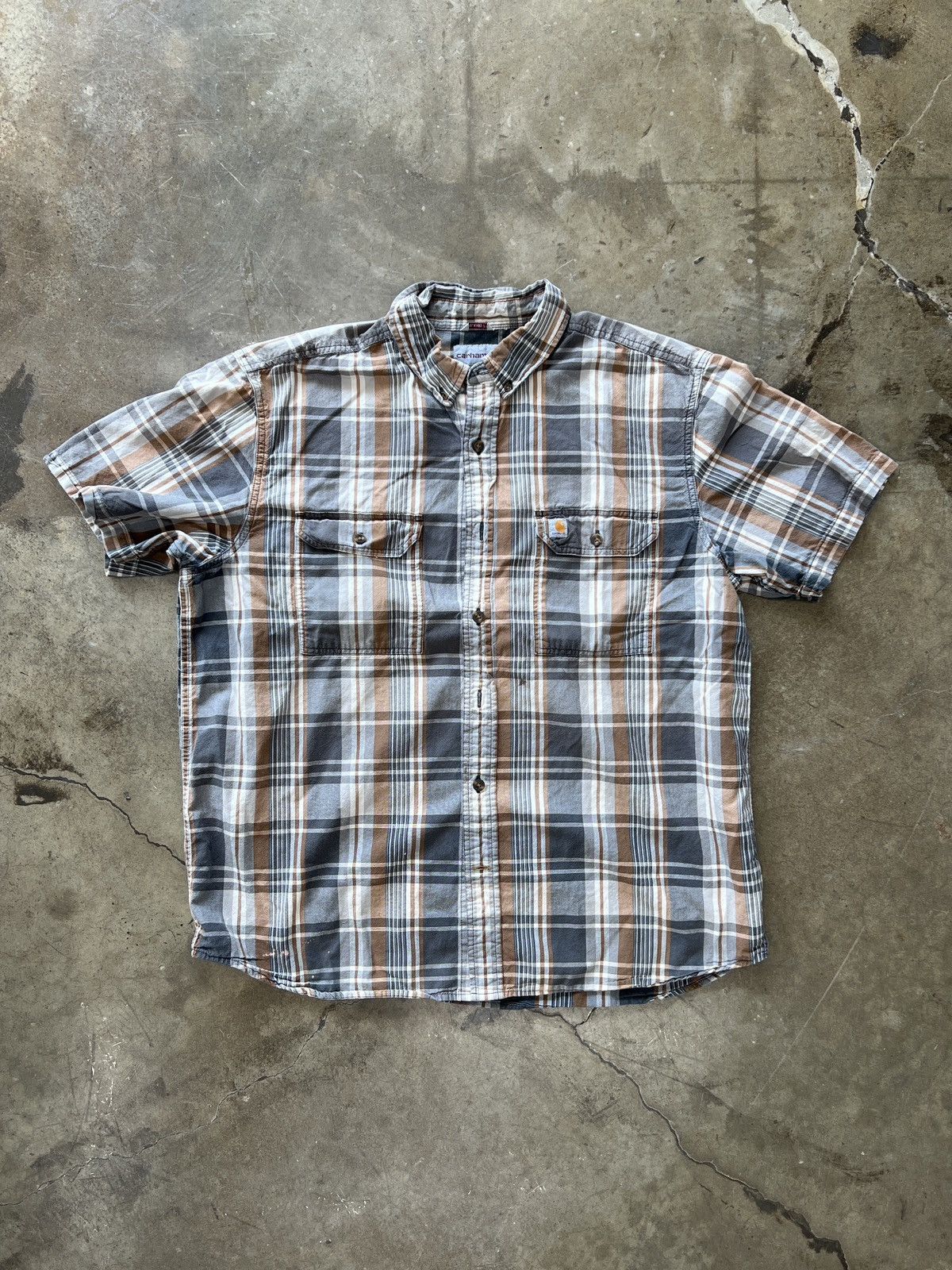 Carhartt × Vintage Vintage Carhartt Relaxed Grey Orange Plaid Double Pocket XL Size US XL / EU 56 / 4 - 2 Thumbnail