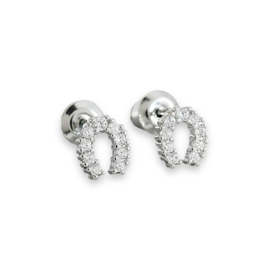 Other CZ Tiny Horseshoe Stud Earrings for Women Daily Simple Style Size ONE SIZE - 1 Thumbnail