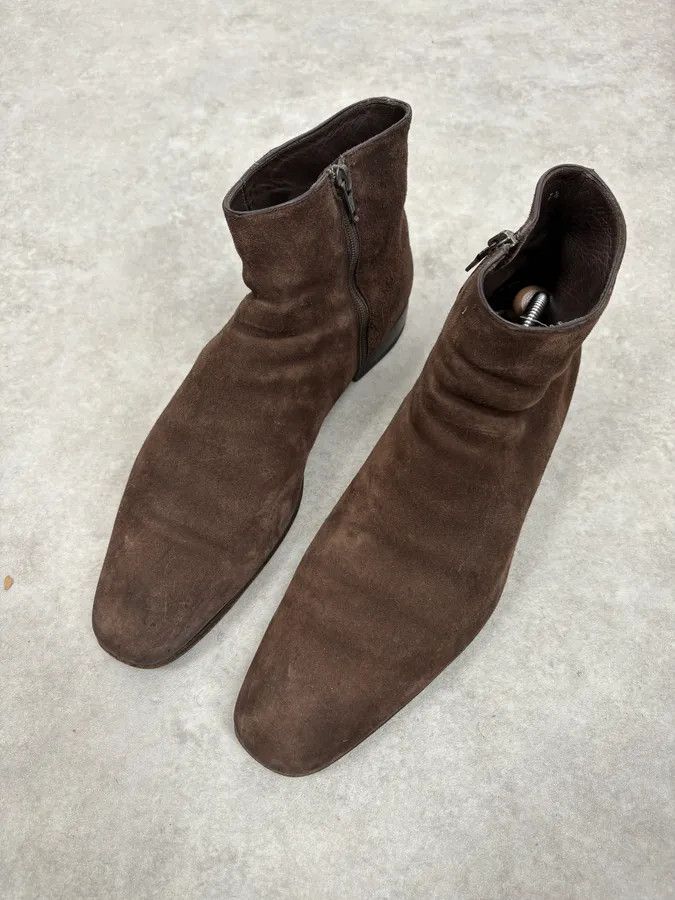 Prada Prada Brown Suede Leather Minimalist Boots Size US 8 / EU 41 - 3 Thumbnail