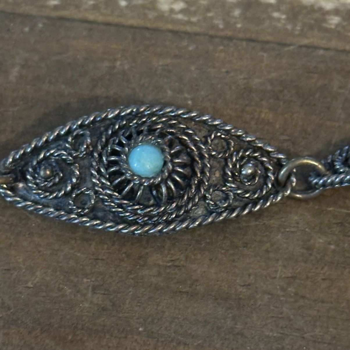 Vintage Vintage antique gold turquoise evil eye link chain bracelet Size ONE SIZE - 3 Thumbnail