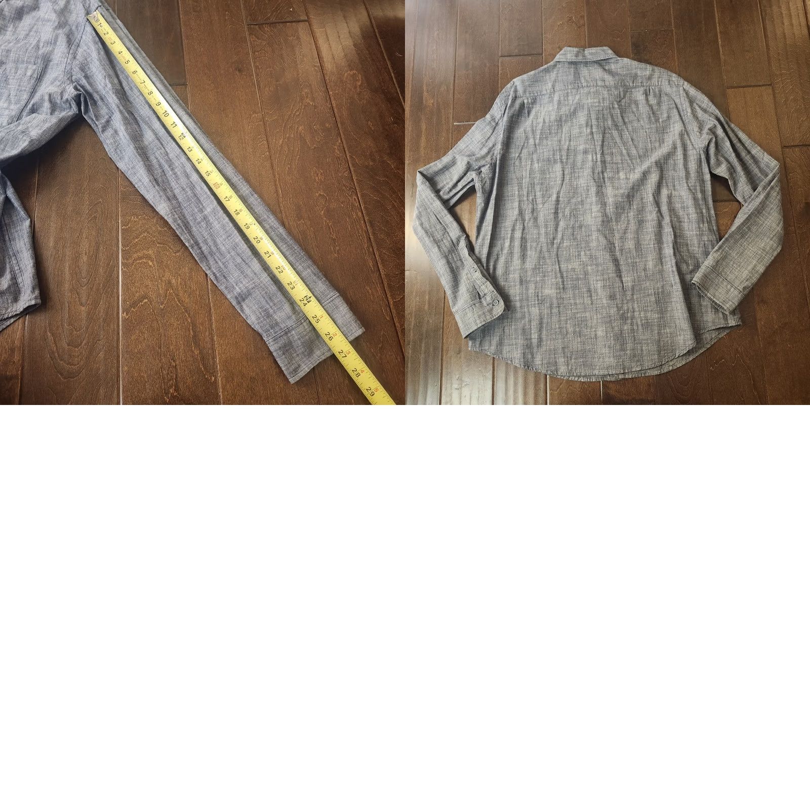 Merona Merona Button Up Shirt Mens XL Gray Chambray Long Sleeve Casual Western Pockets Breathable Solid Regular #65041 Size US XL / EU 56 / 4 - 9 Thumbnail