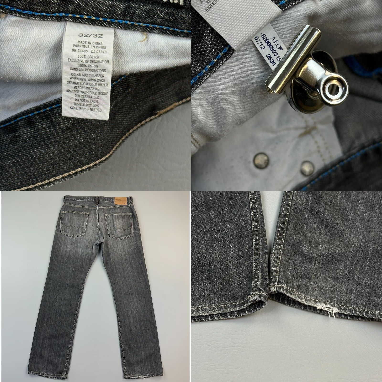 American Eagle Outfitters VINTAGE American Eagle Jeans Mens 32x32 34x32 Charcoal Wash Slim Straight Casual Whisker Size US 32 / EU 48 - 8 Thumbnail