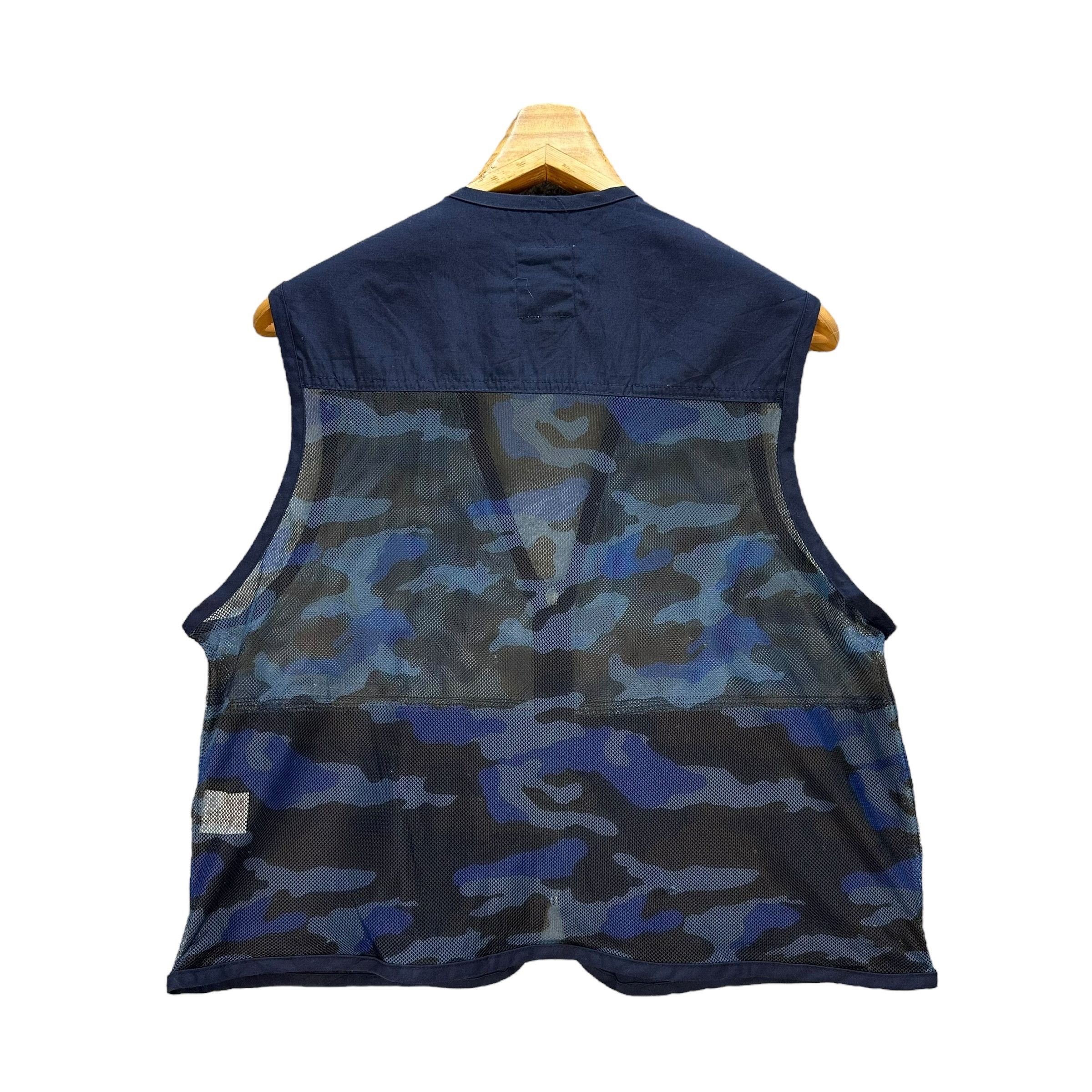 Japanese Brand FULL EMOTION Blue Camo Utility Mesh Vest #A3-0073 Size US M / EU 48-50 / 2 - 9 Thumbnail